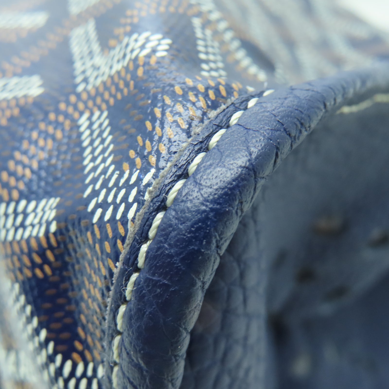 GOYARD 塗層帆布/牛皮皮革Tote Bag銀扣手挽袋藍色