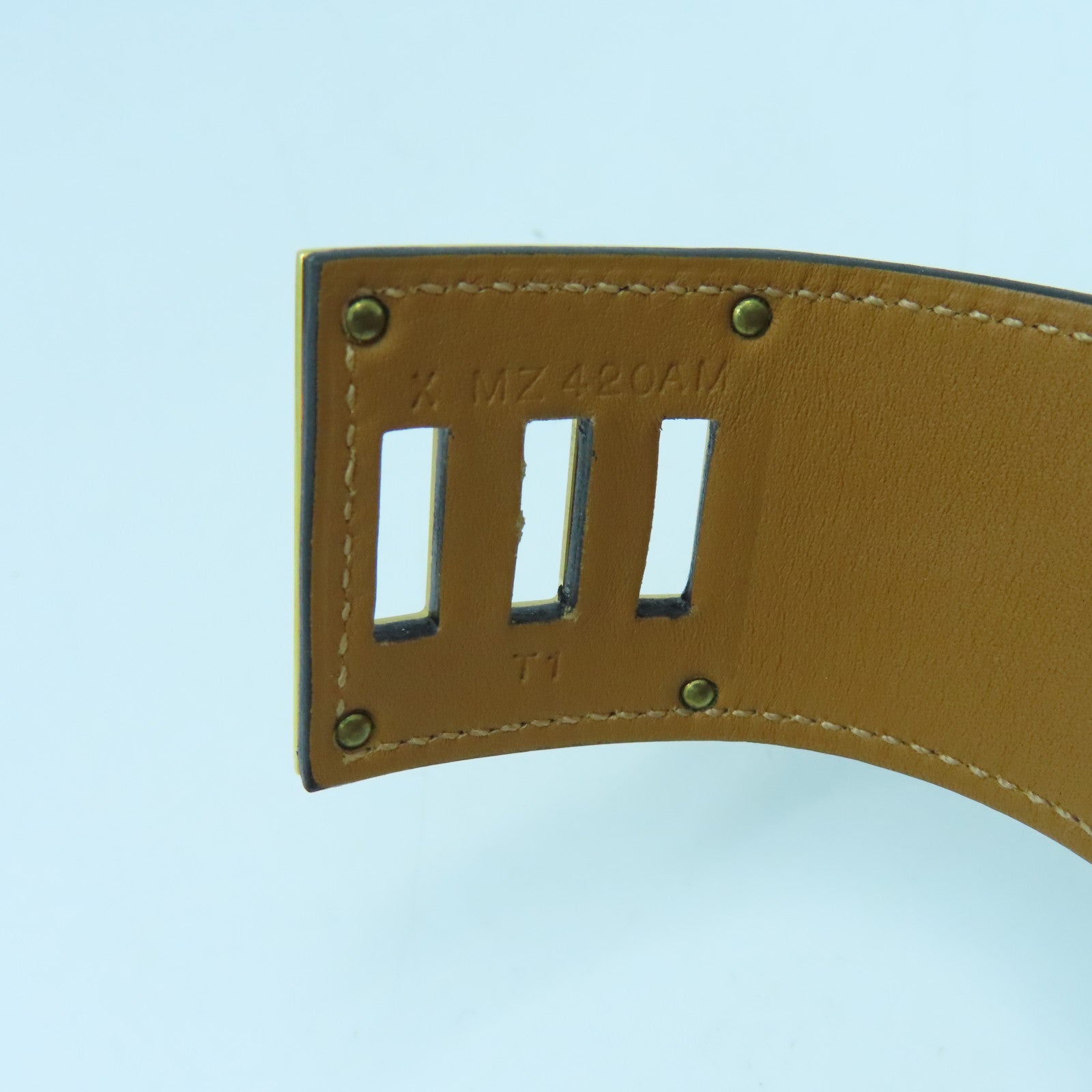 HERMES Swift皮革Kelly Dog Bracelet金扣手鐲黑色/啡色