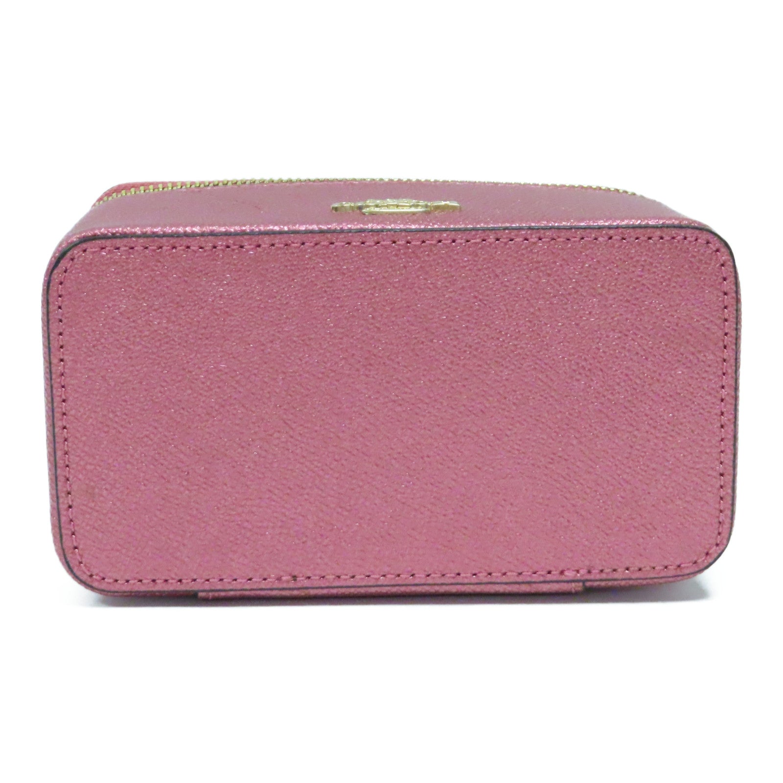 COACH 皮革Mini Vanity Case金扣手挽袋粉紅色