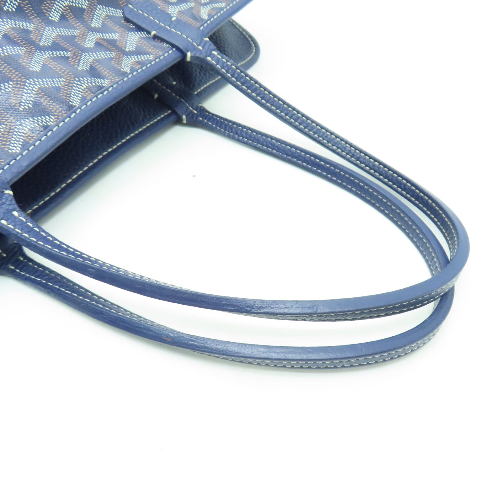 GOYARD 塗層帆布/牛皮皮革Tote Bag銀扣手挽袋藍色