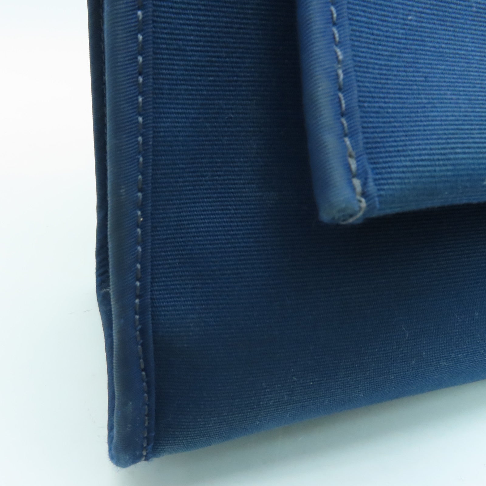 HERMES 帆布HerBag PM銀扣手挽肩背兩用袋Blue De Malte/藍色