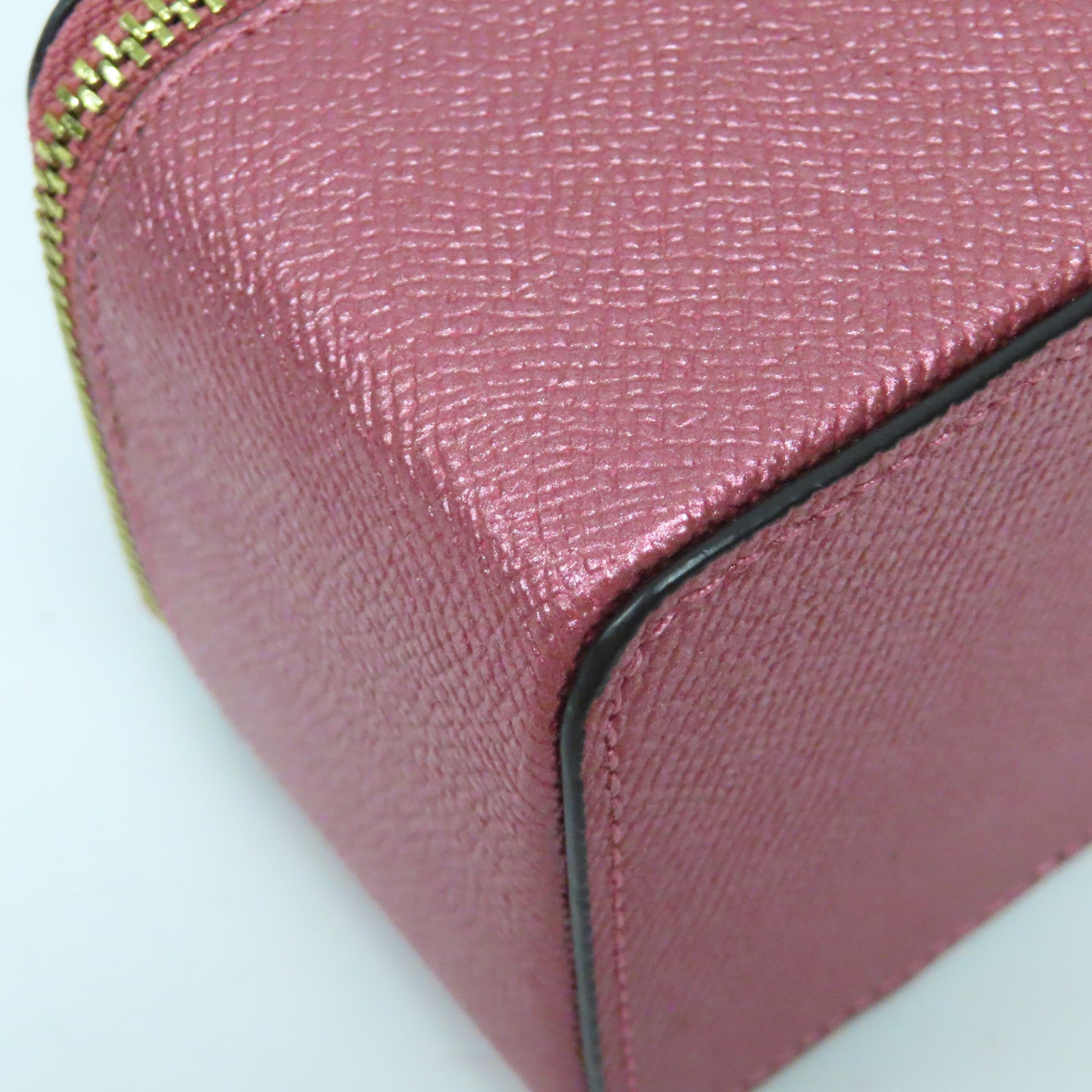 COACH 皮革Mini Vanity Case金扣手挽袋粉紅色