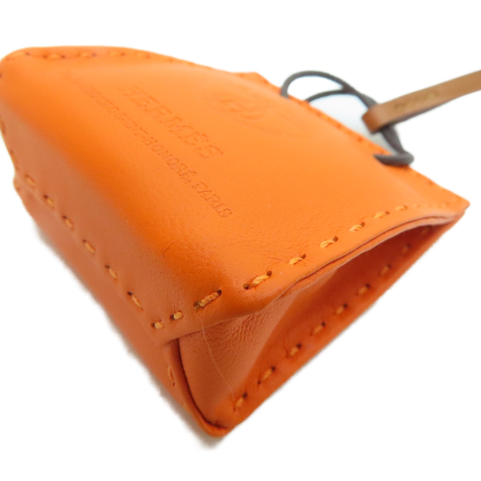HERMES [Sharp Discount] Swift Leather Charm Ornament Orange