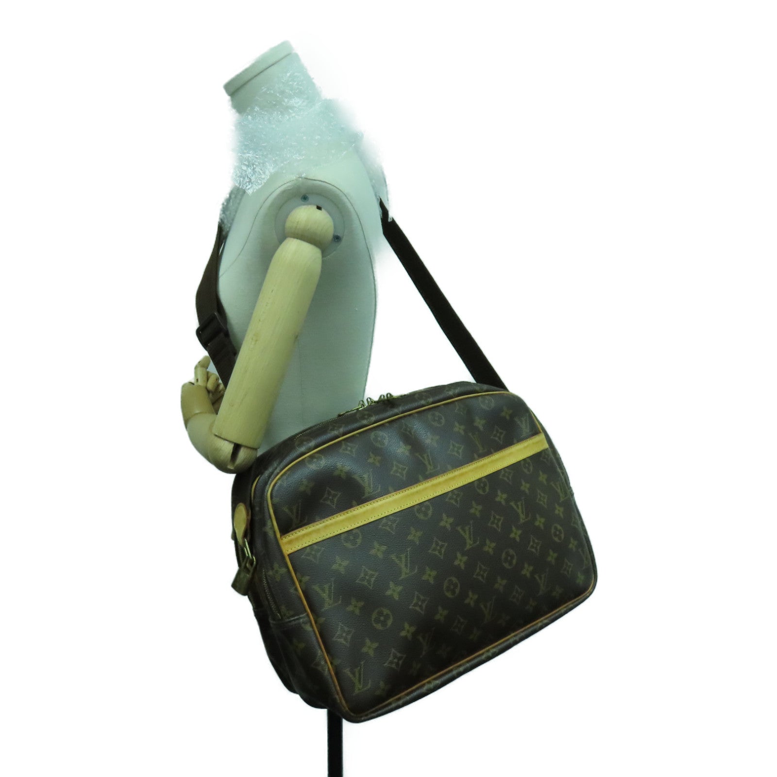 LOUIS VUITTON Monogram Reporter GM金扣肩背袋啡色