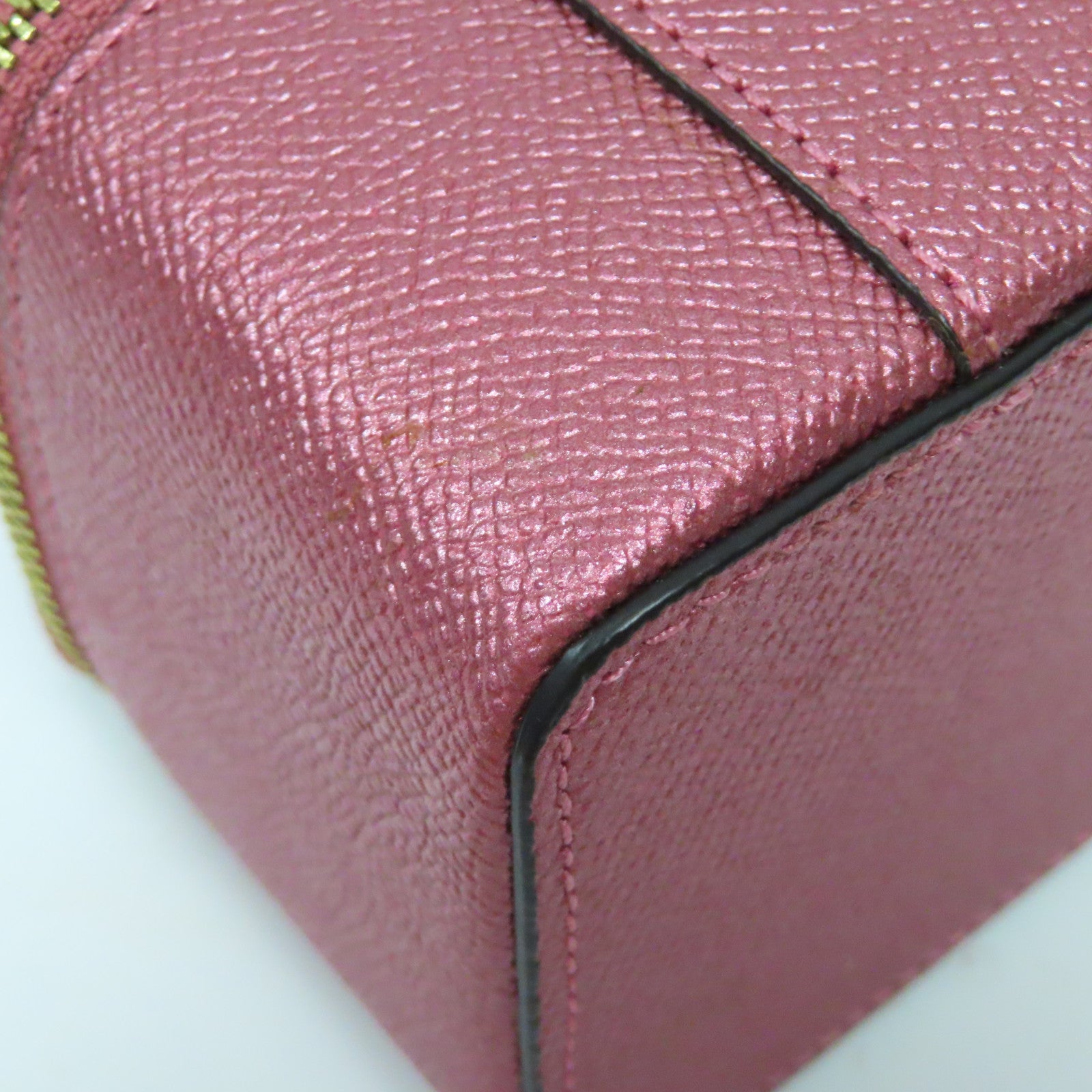 COACH 皮革Mini Vanity Case金扣手挽袋粉紅色