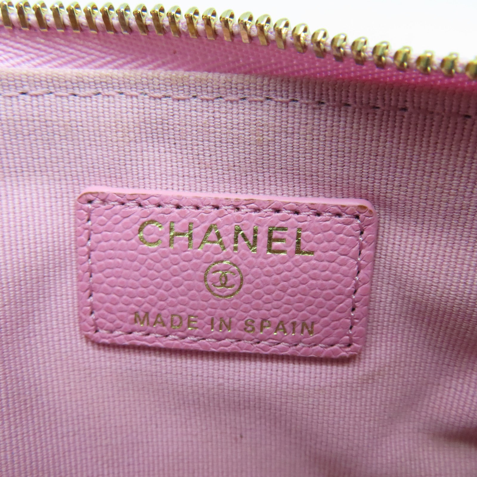 CHANEL Diamond Caviar Leather Mini Pouch Gold Buckle Clutch Pink