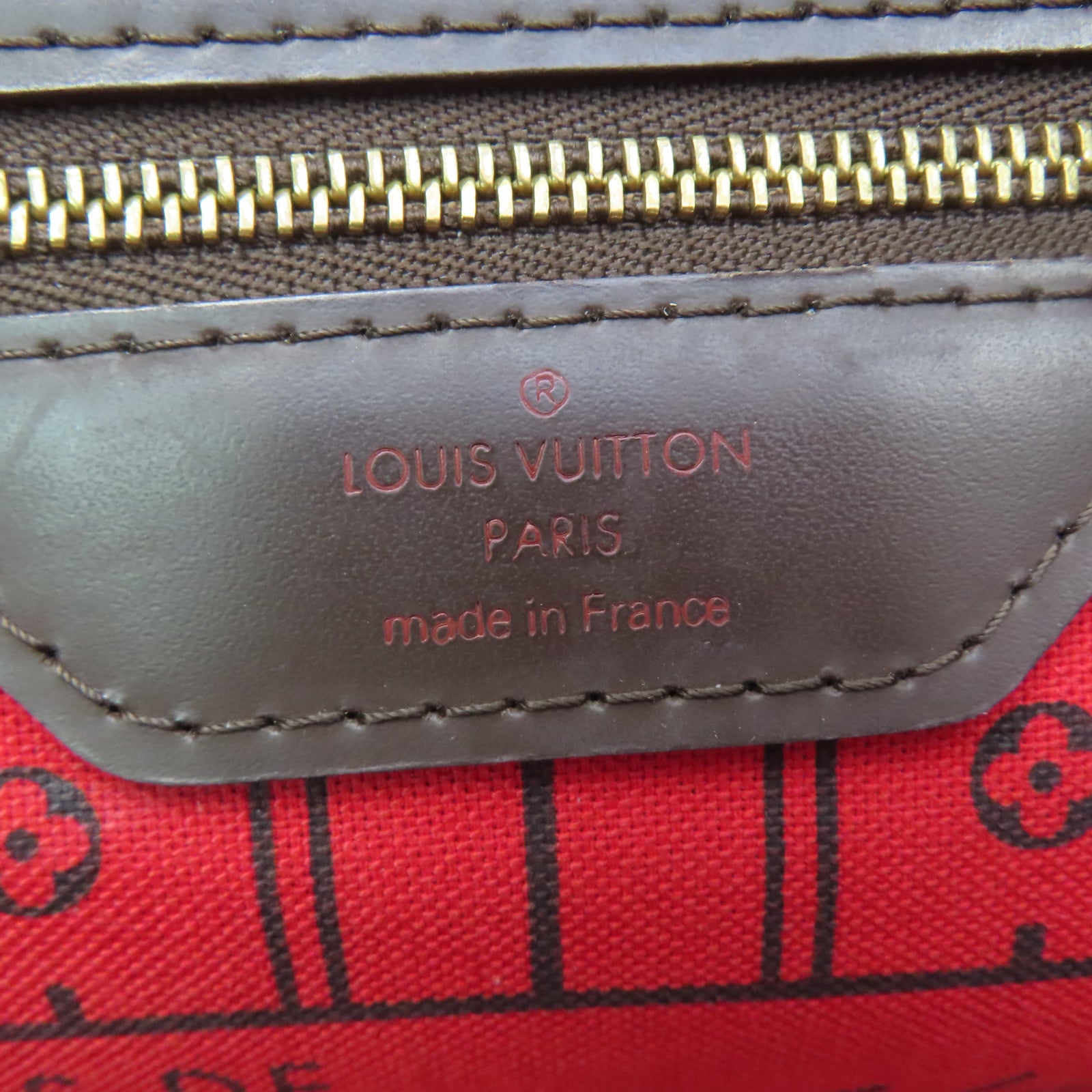 LOUIS VUITTON Damier Neverfull GM金扣手挽袋啡色