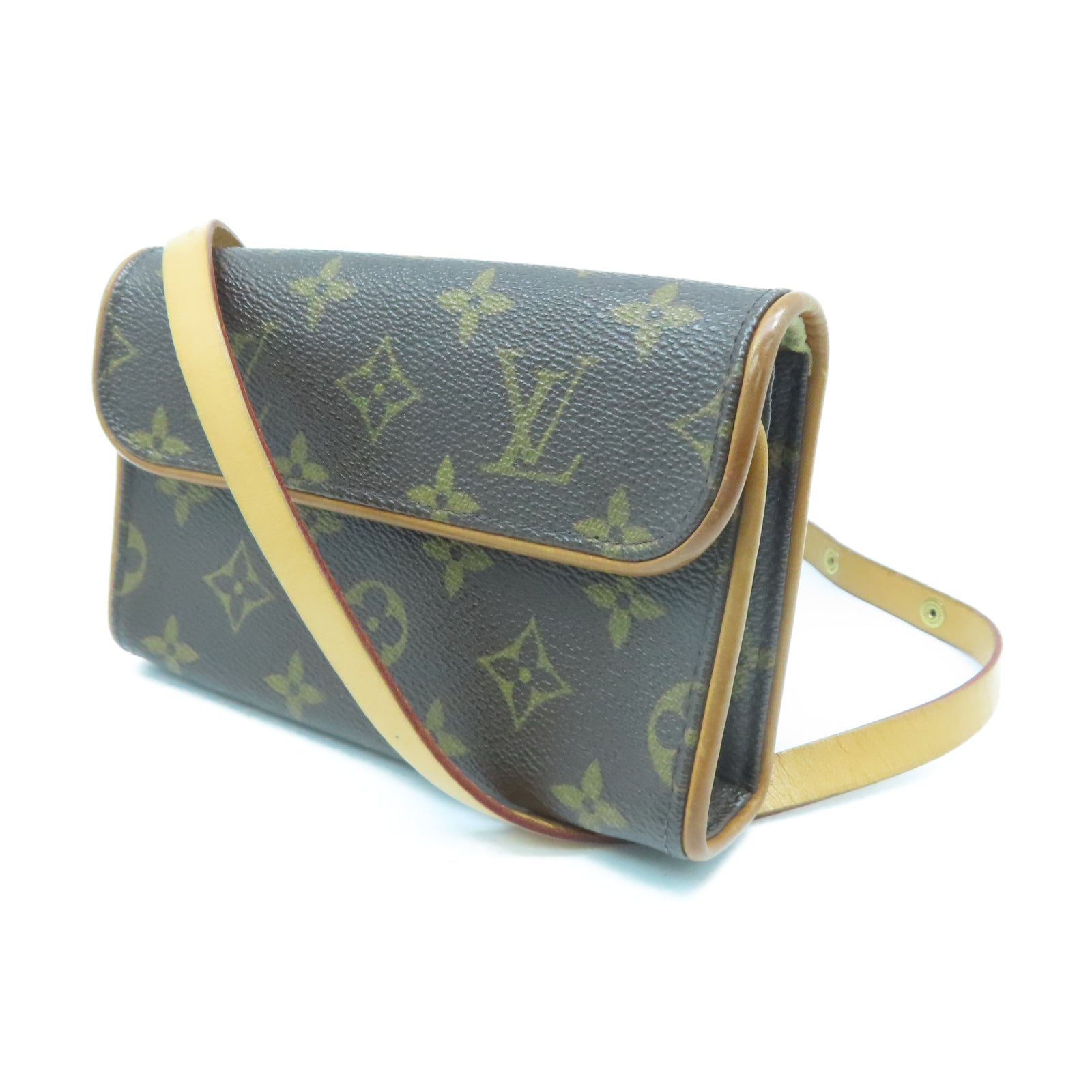 LOUIS VUITTON Monogram Pochette Florentine金扣腰包棕色