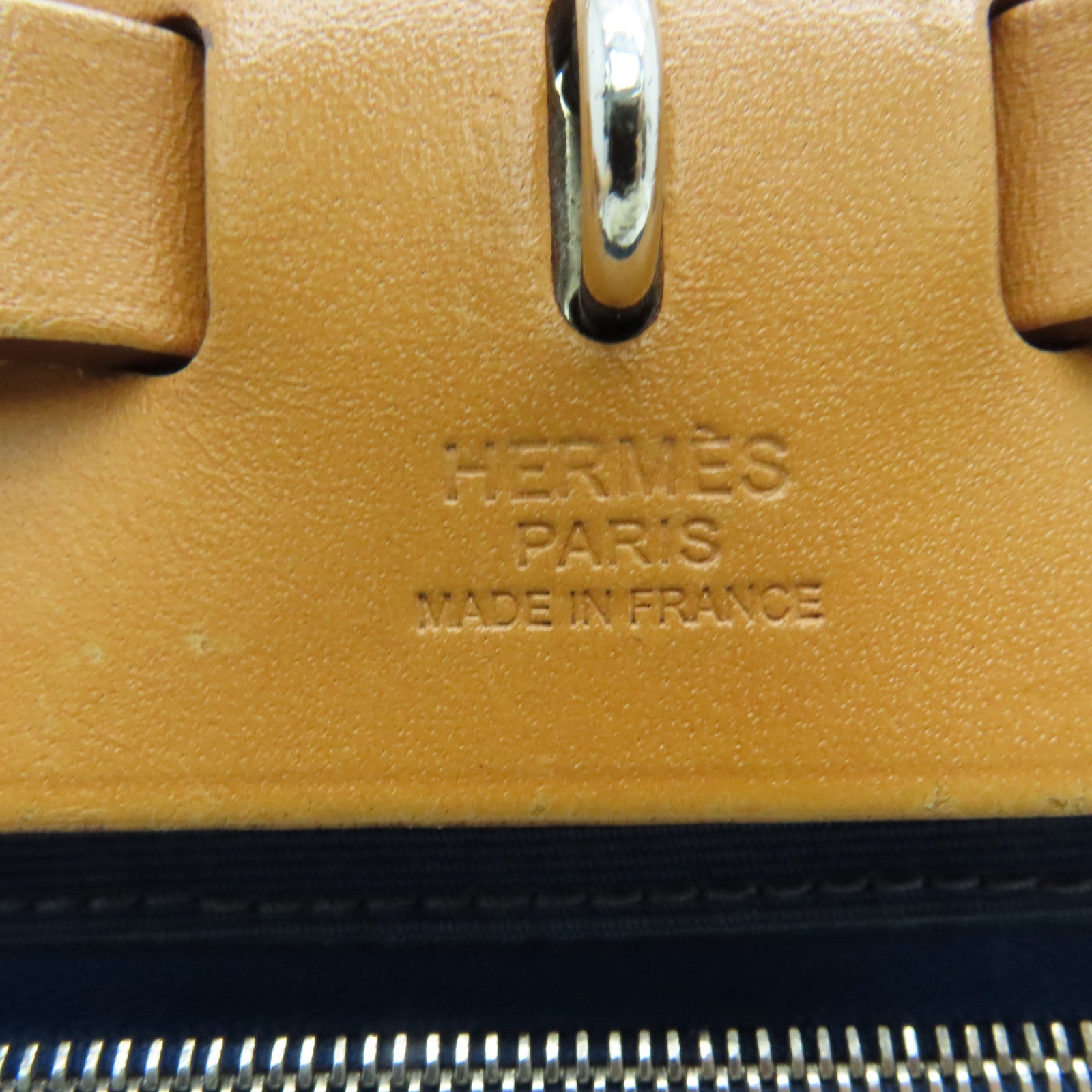 HERMES 帆布HerBag PM銀扣手挽肩背兩用袋Blue De Malte/藍色
