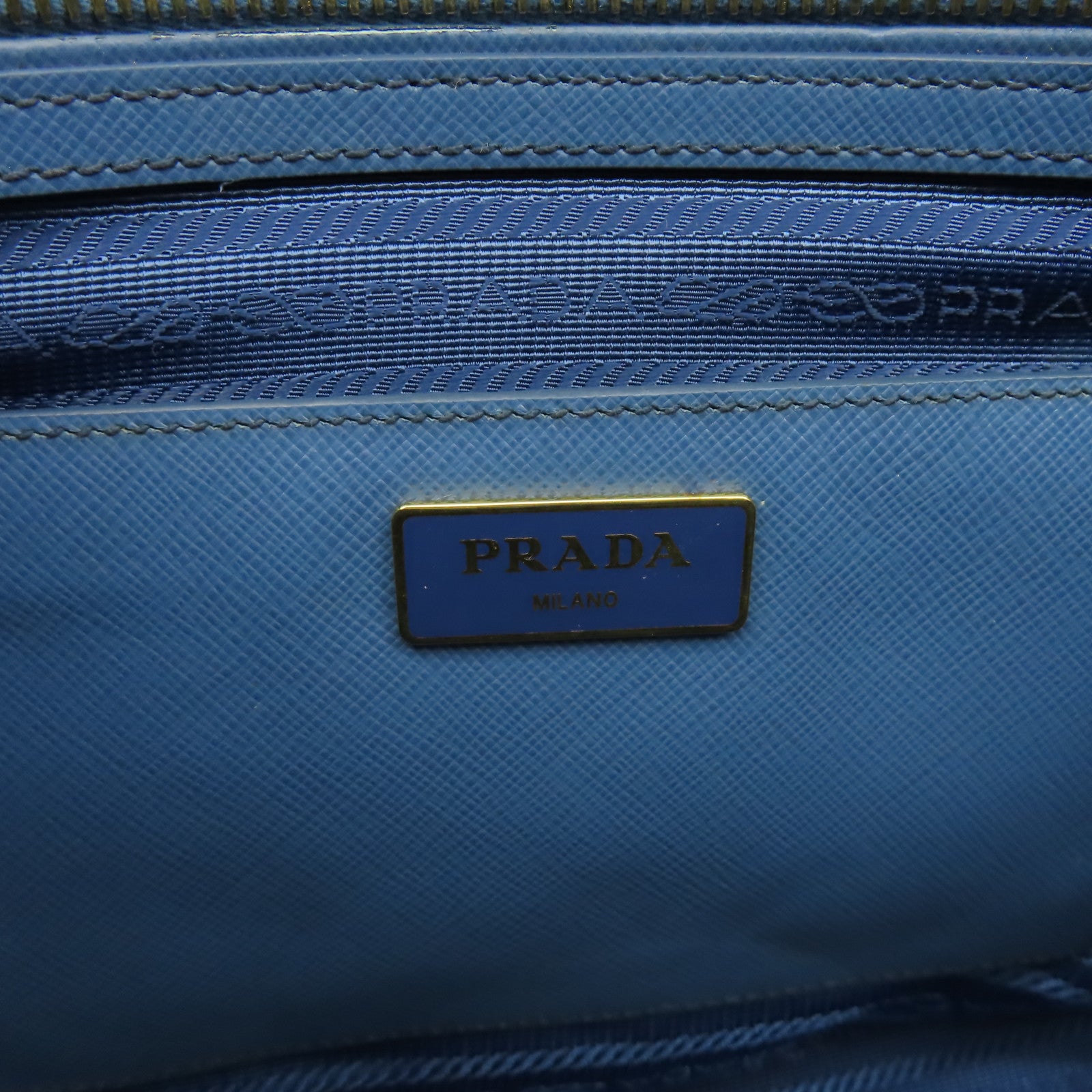 PRADA Saffiano Lux皮革Galleria 2Way Shoulder Bag金扣手挽肩背兩用袋藍色