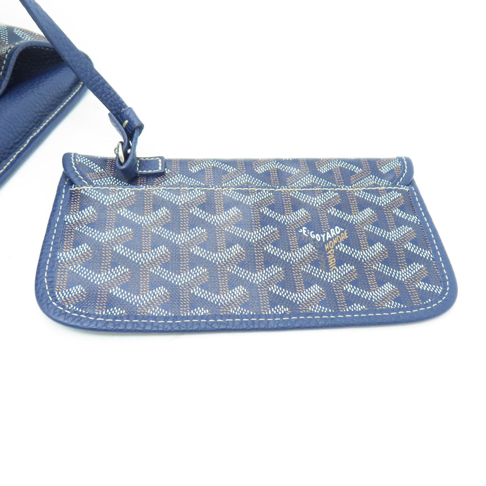 GOYARD 塗層帆布/牛皮皮革Tote Bag銀扣手挽袋藍色