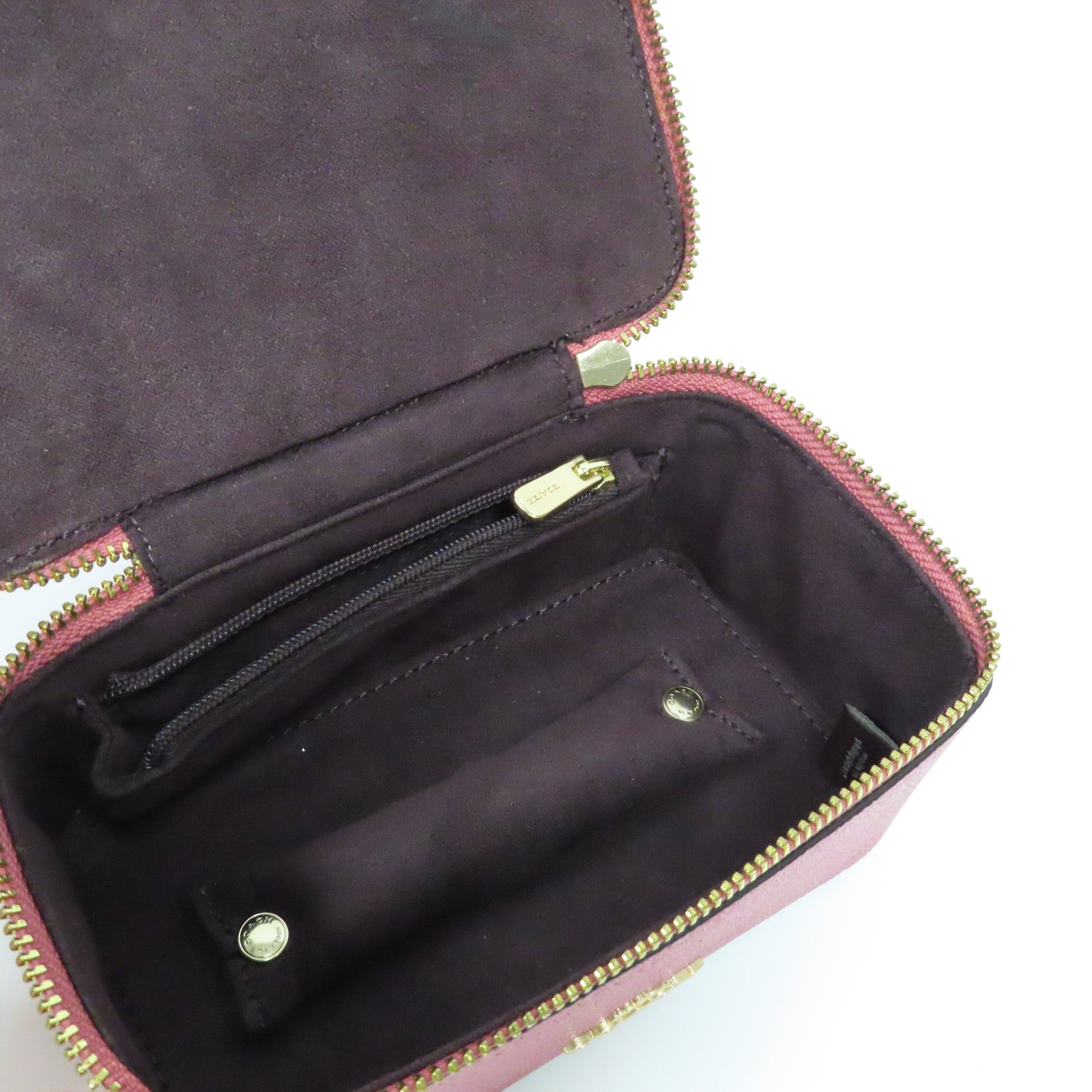 COACH 皮革Mini Vanity Case金扣手挽袋粉紅色