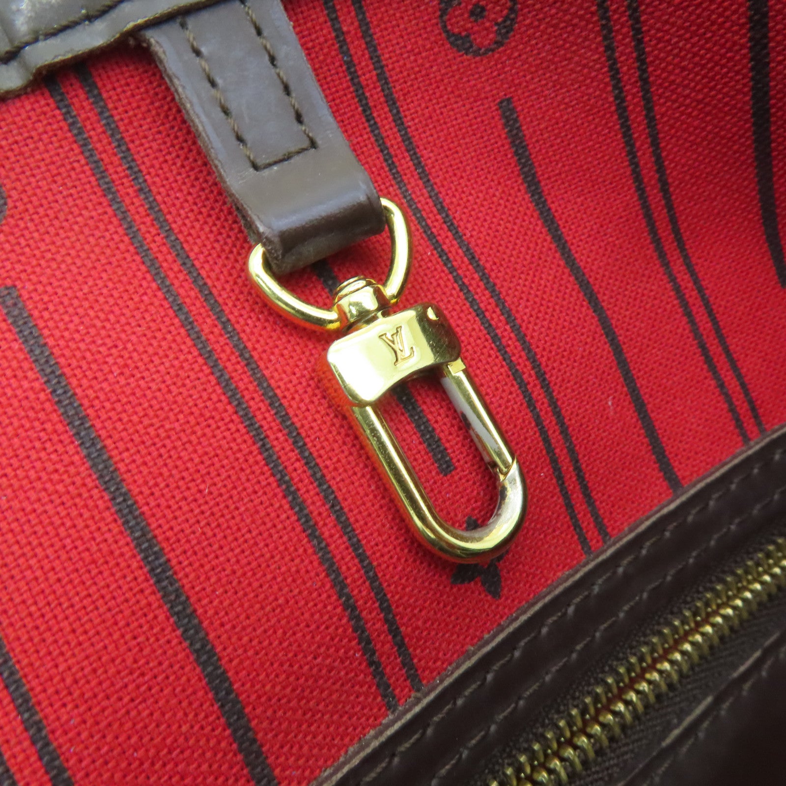 LOUIS VUITTON Damier Neverfull GM金扣手挽袋啡色