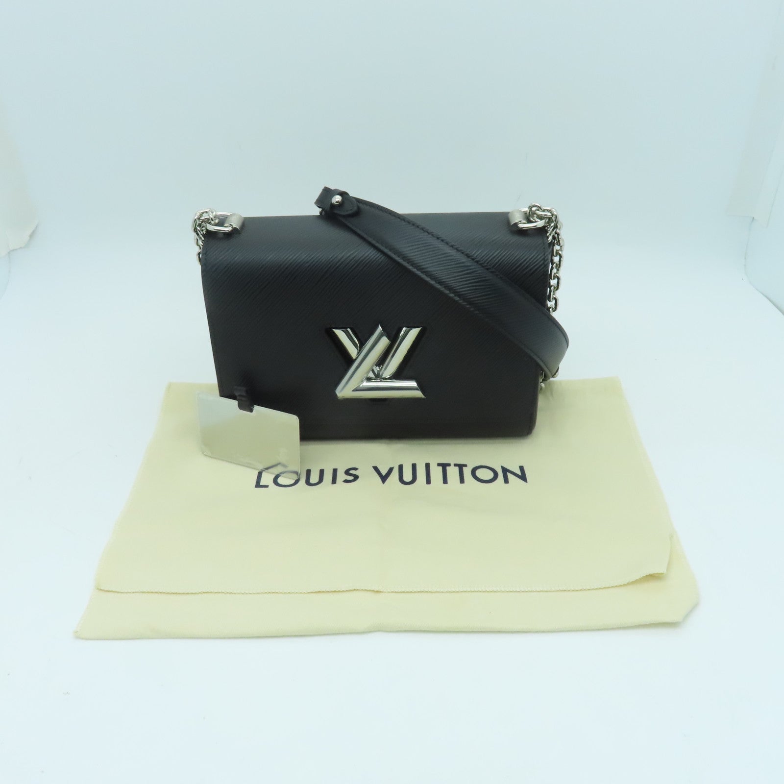 LOUIS VUITTON Epi Twist MM銀扣鏈帶肩背袋黑色