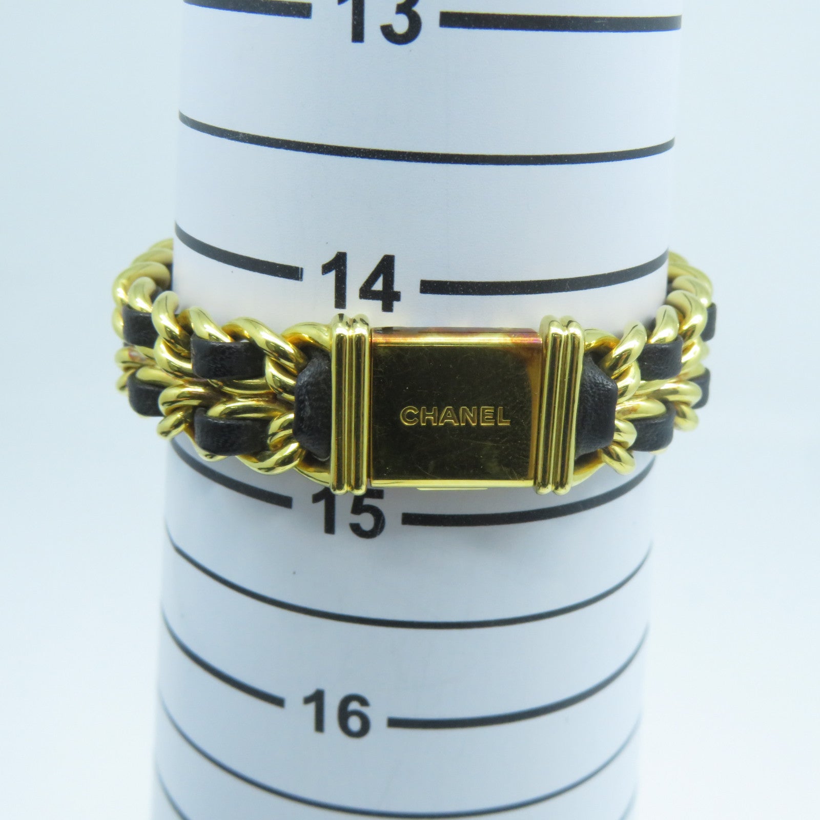CHANEL Premiere M鍍金石英機芯手錶黑色/金色