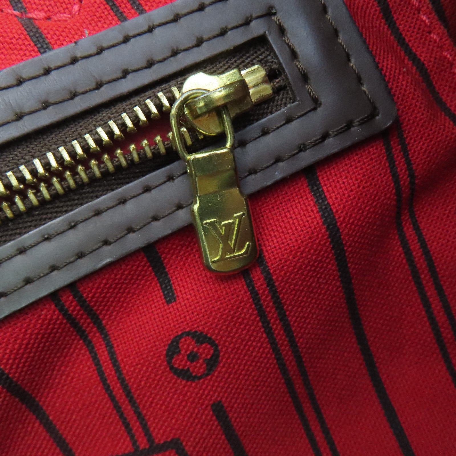 LOUIS VUITTON Damier Neverfull GM金扣手挽袋啡色