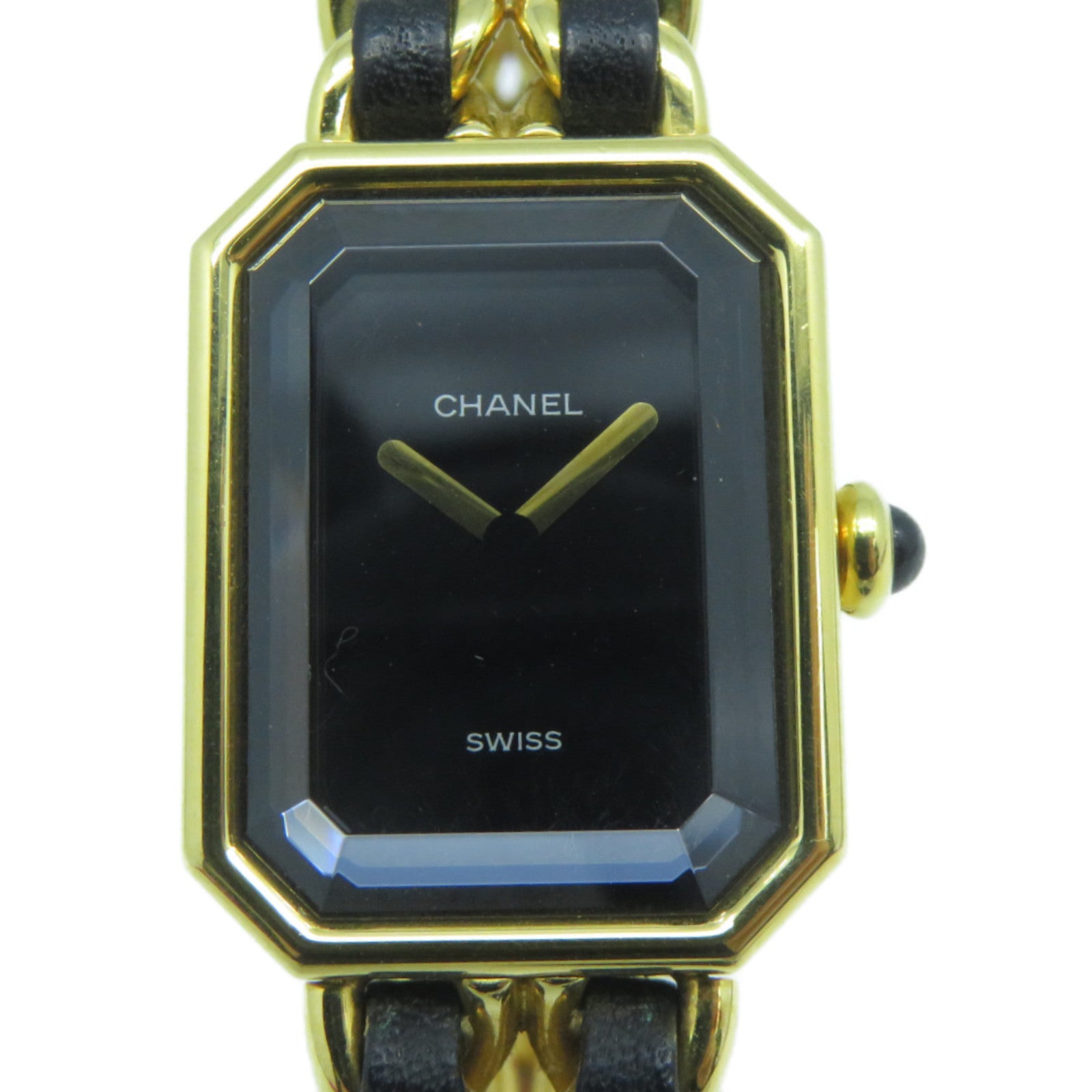 CHANEL Premiere M鍍金石英機芯手錶黑色/金色