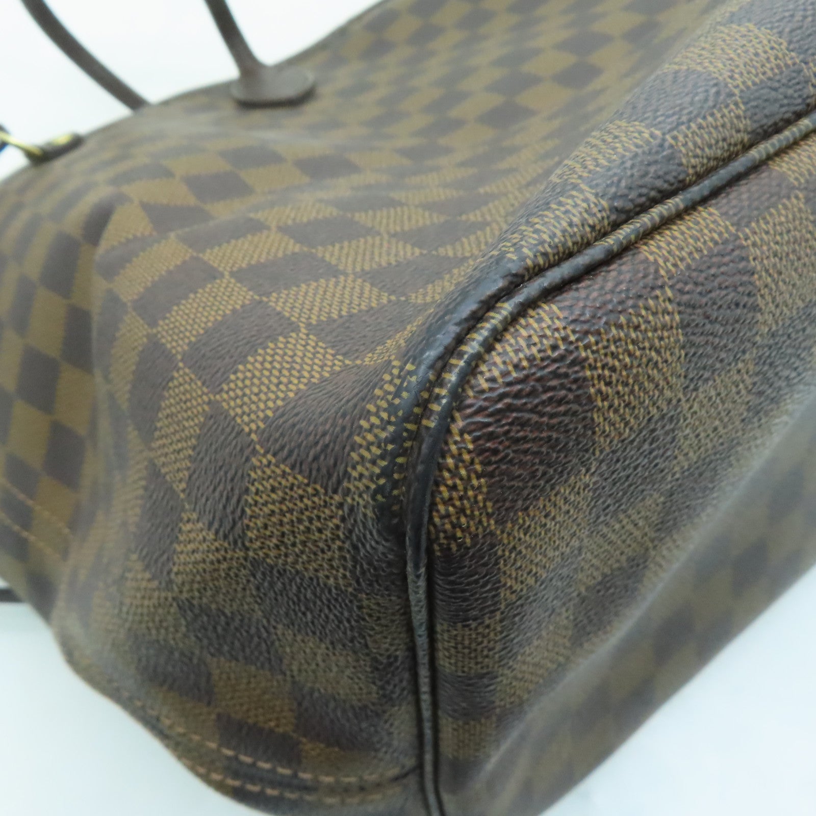 LOUIS VUITTON Damier Neverfull GM金扣手挽袋啡色