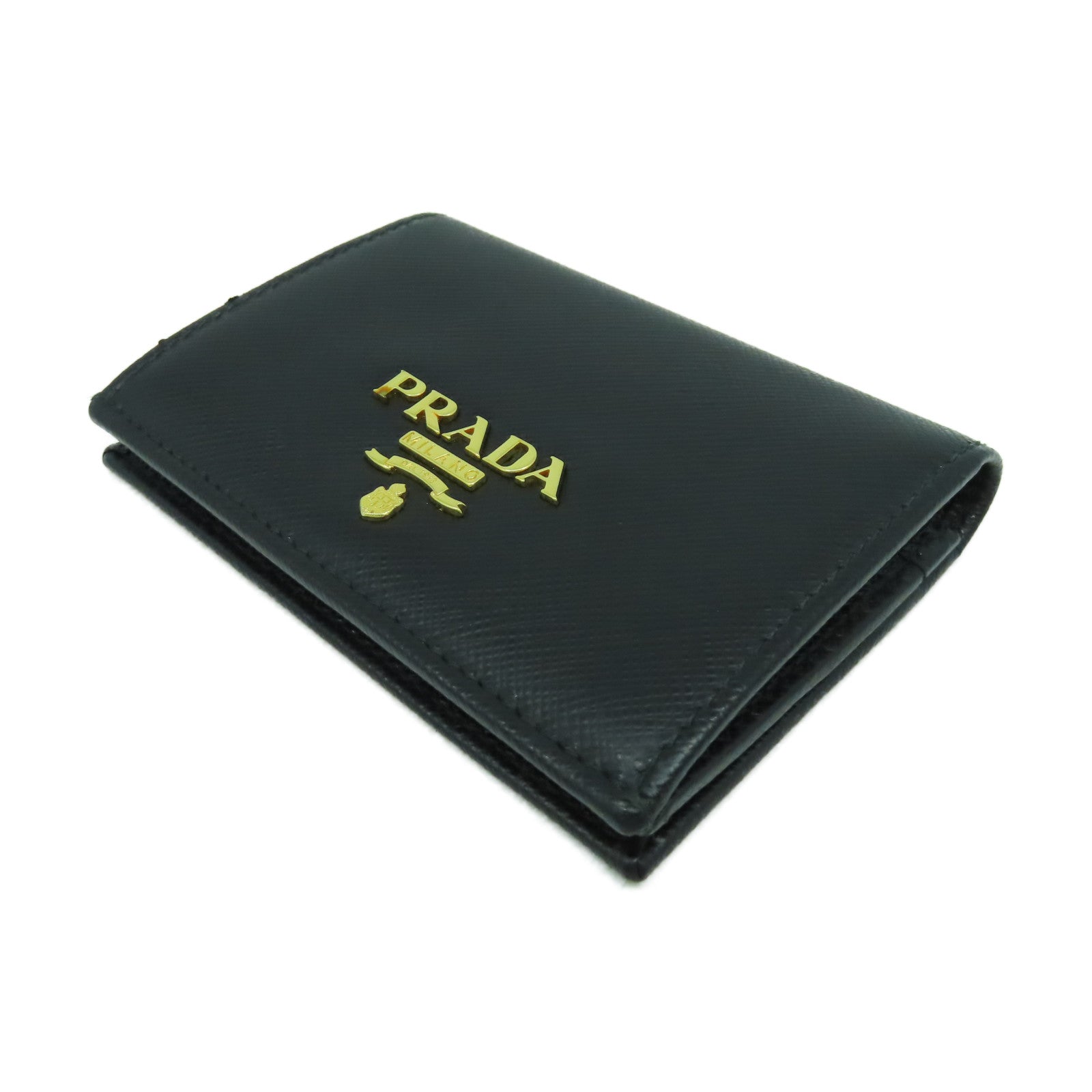 PRADA 牛皮皮革Card Case金扣卡片套黑色