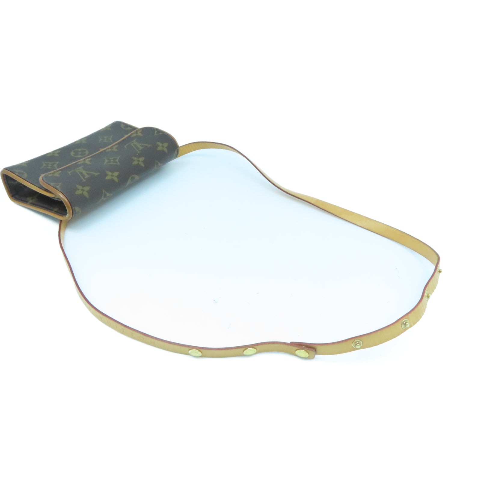 LOUIS VUITTON Monogram Pochette Florentine金扣腰包棕色