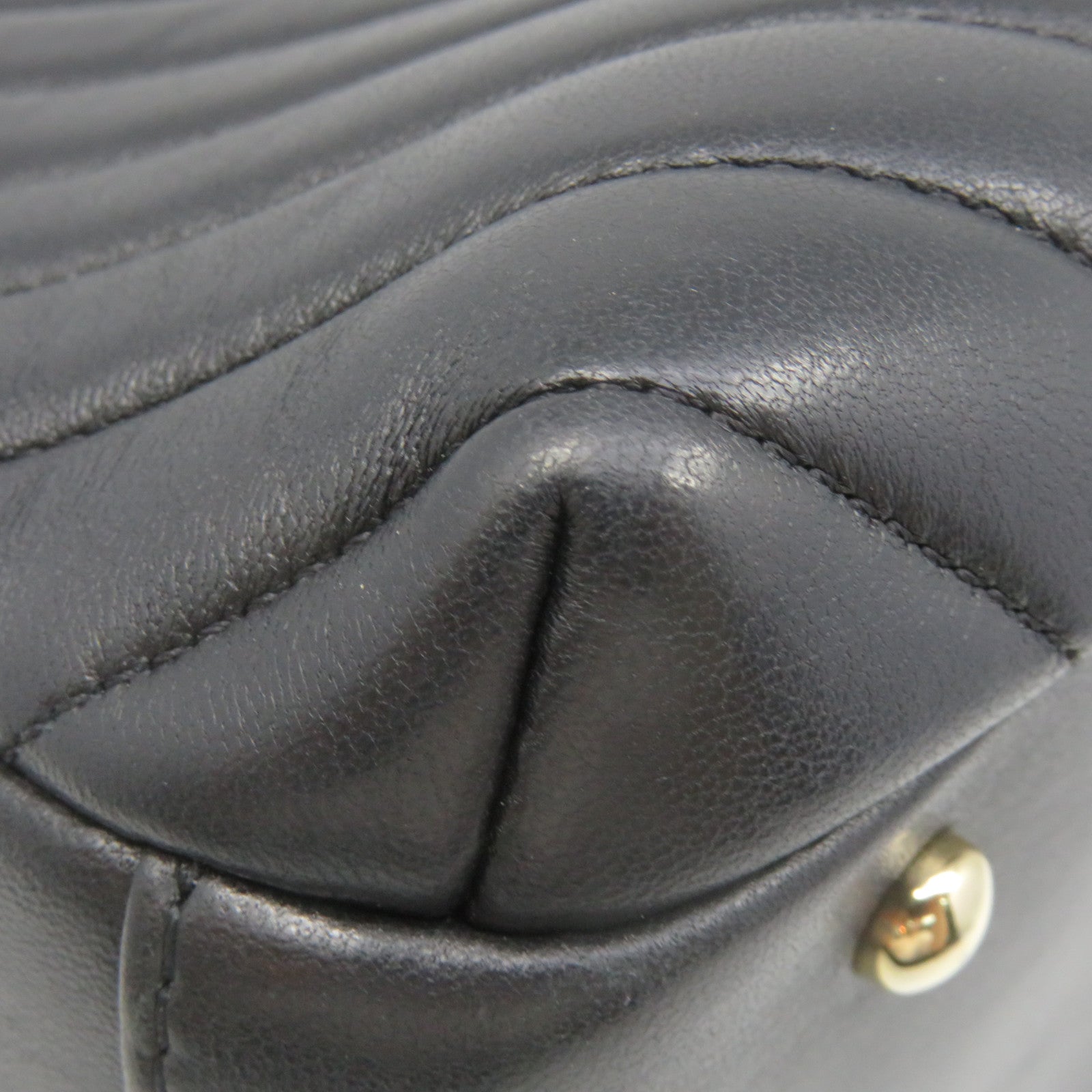 CHANEL 斜紋羊皮皮革2Way Shoulder Bag金扣鏈帶手挽肩背兩用袋黑色