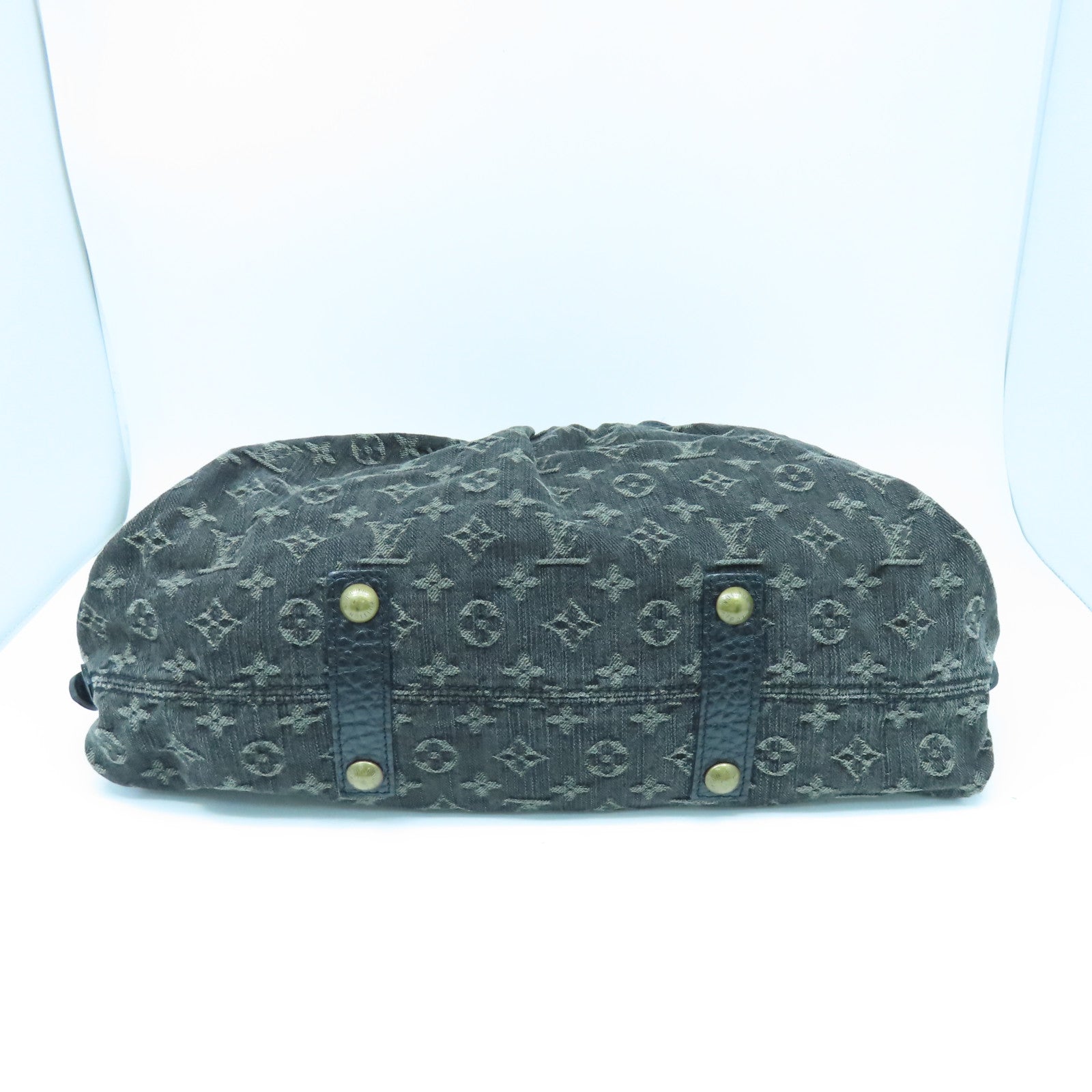 LOUIS VUITTON Monogram Denim Neo Cabby GM金扣手挽肩背兩用袋黑色
