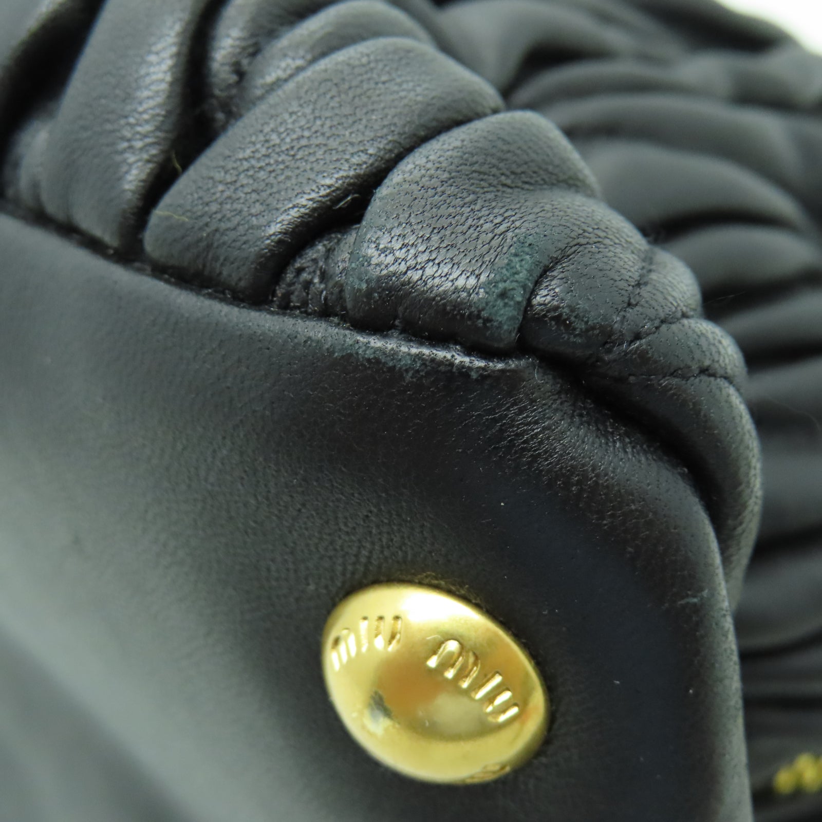 Miu Miu 羊皮皮革2 Way Shoulder金扣手挽肩背兩用袋黑色