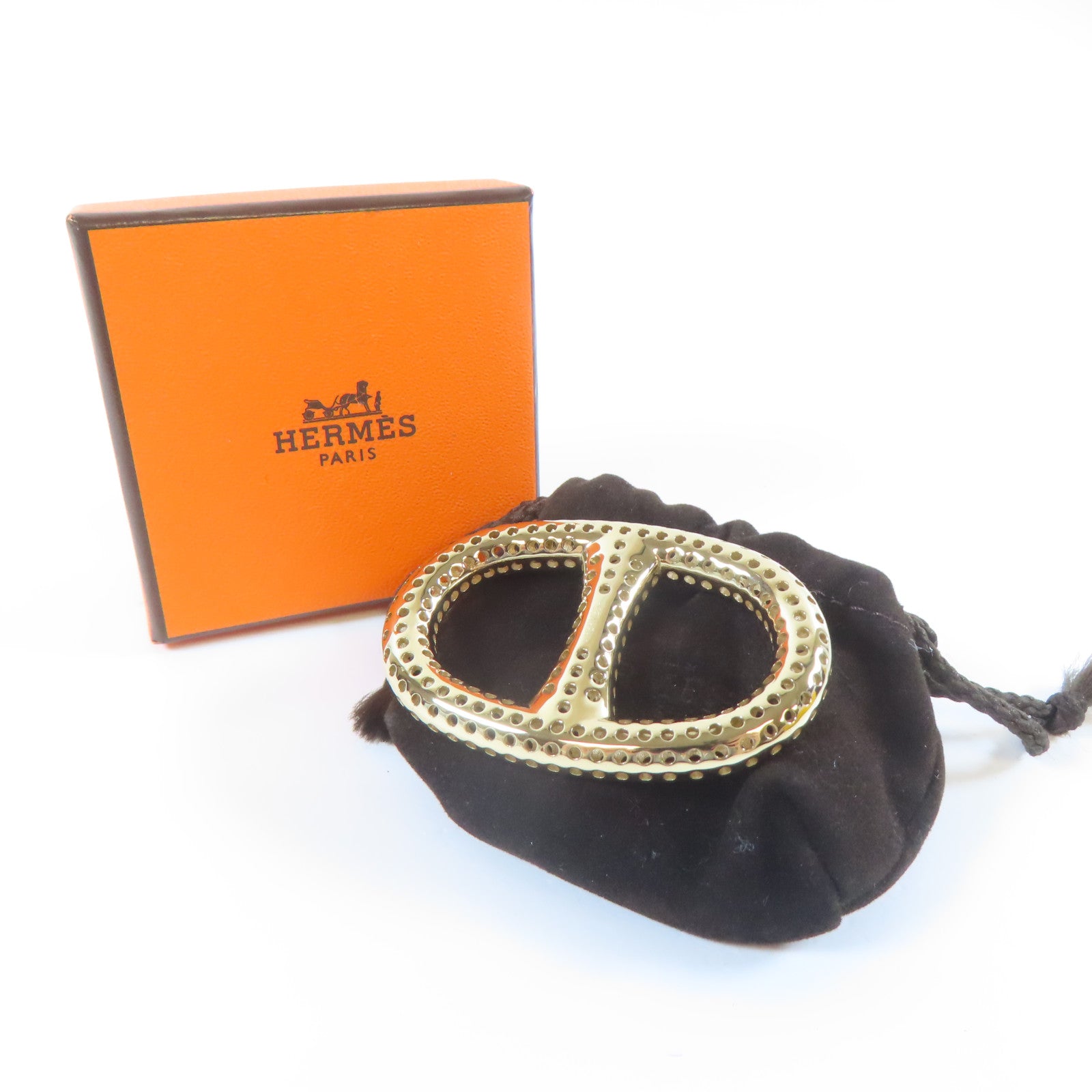 HERMES 金屬Chaine d'Ancre Perforee Scarf Ring絲巾扣金色