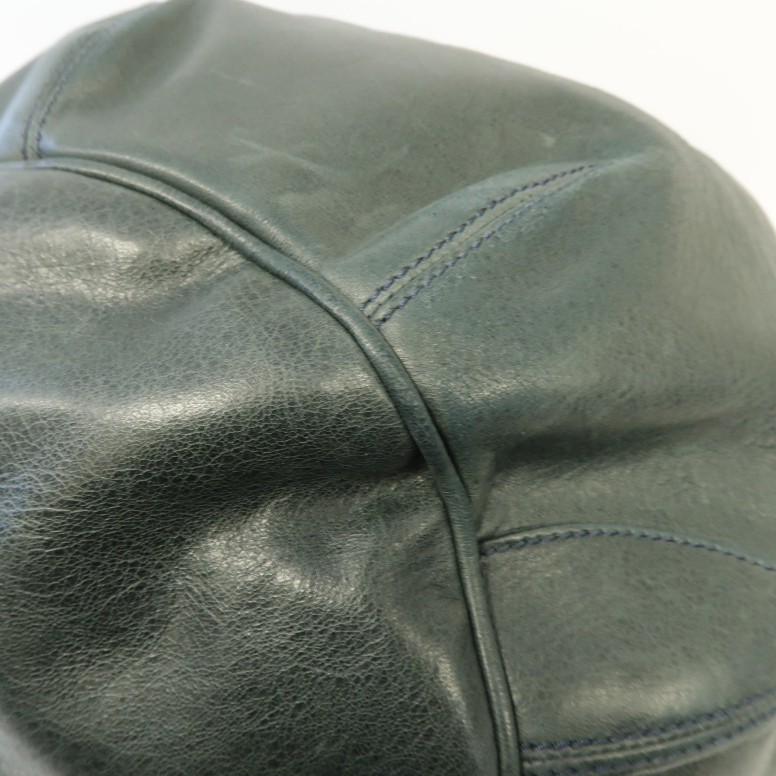 BALENCIAGA 皮革Giant Pom Pom金扣手挽肩背兩用袋深綠色