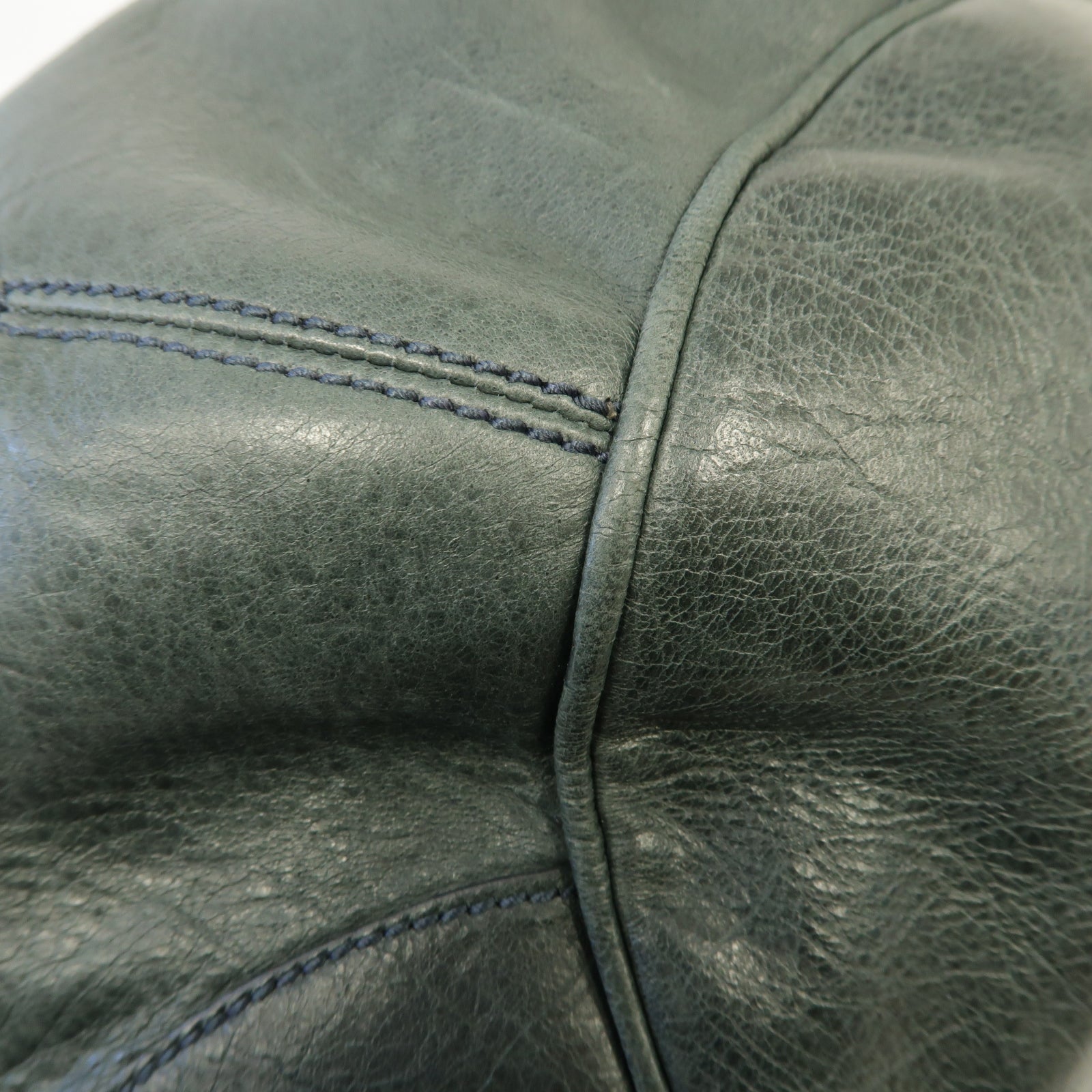 BALENCIAGA 皮革Giant Pom Pom金扣手挽肩背兩用袋深綠色