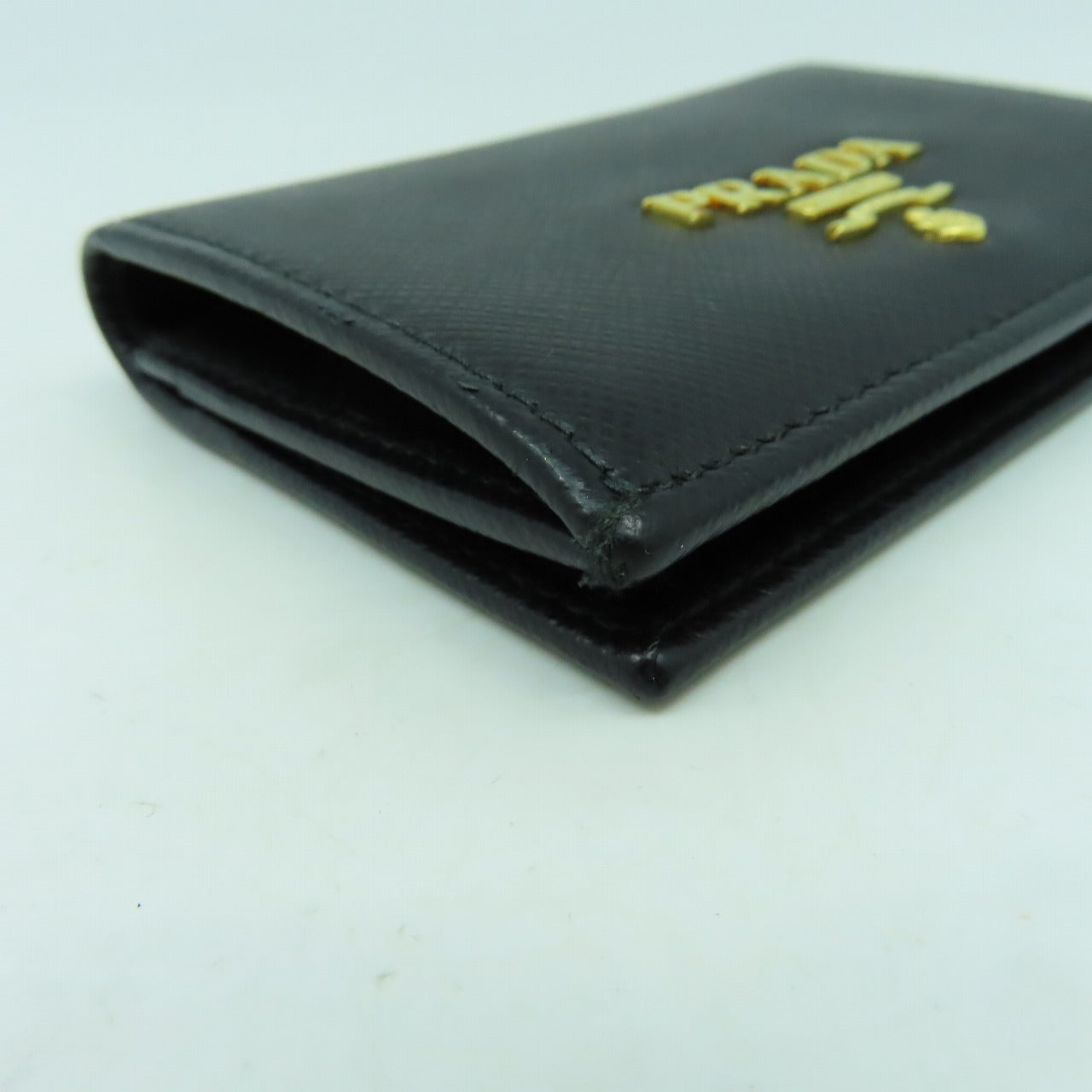 PRADA 牛皮皮革Card Case金扣卡片套黑色