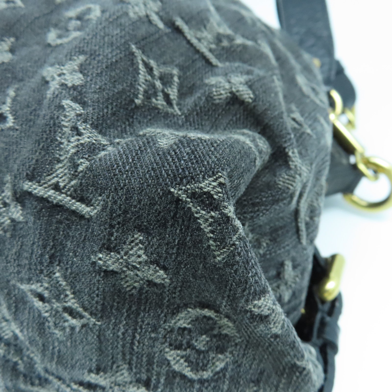 LOUIS VUITTON Monogram Denim Neo Cabby GM金扣手挽肩背兩用袋黑色