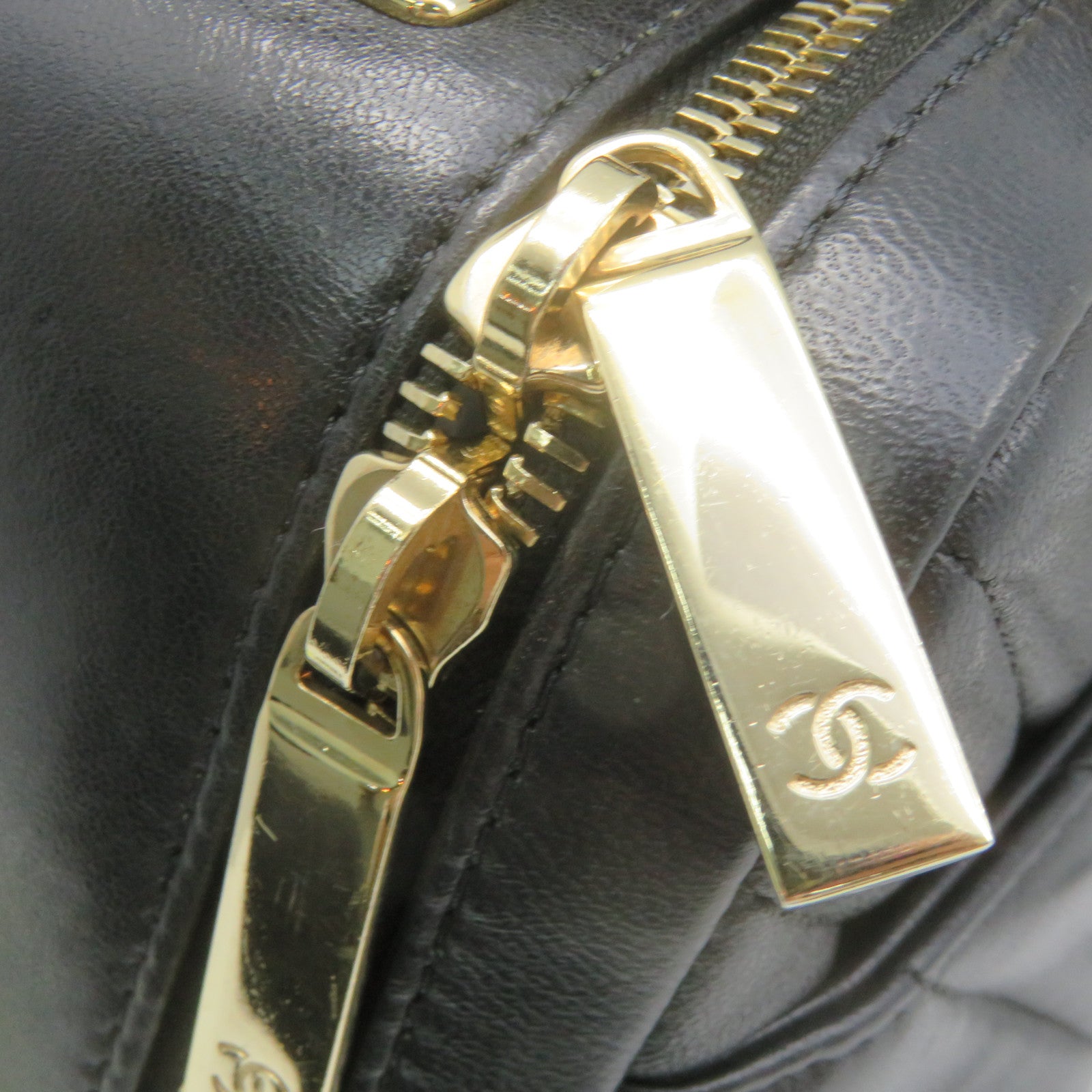 CHANEL 斜紋羊皮皮革2Way Shoulder Bag金扣鏈帶手挽肩背兩用袋黑色