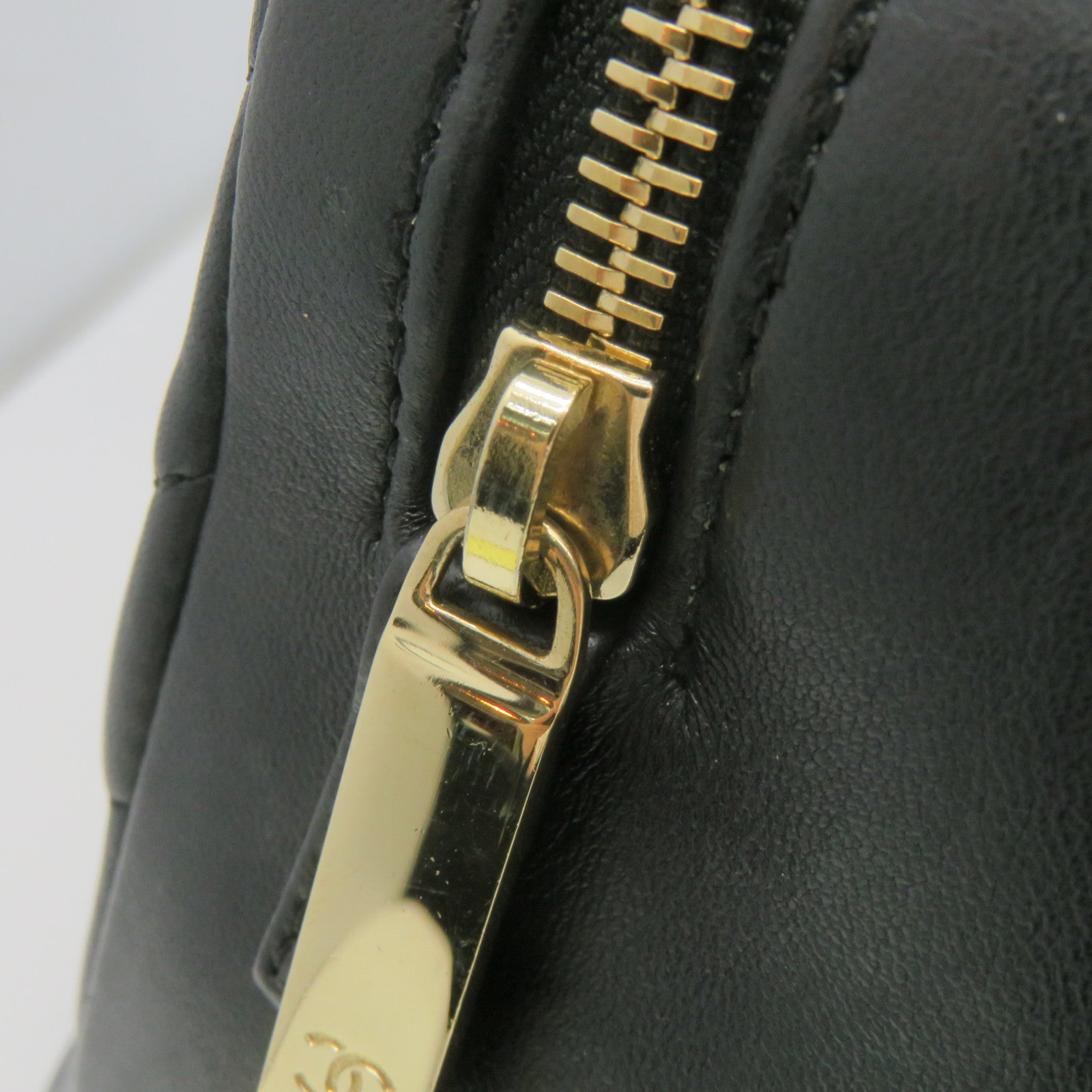 CHANEL 斜紋羊皮皮革2Way Shoulder Bag金扣鏈帶手挽肩背兩用袋黑色