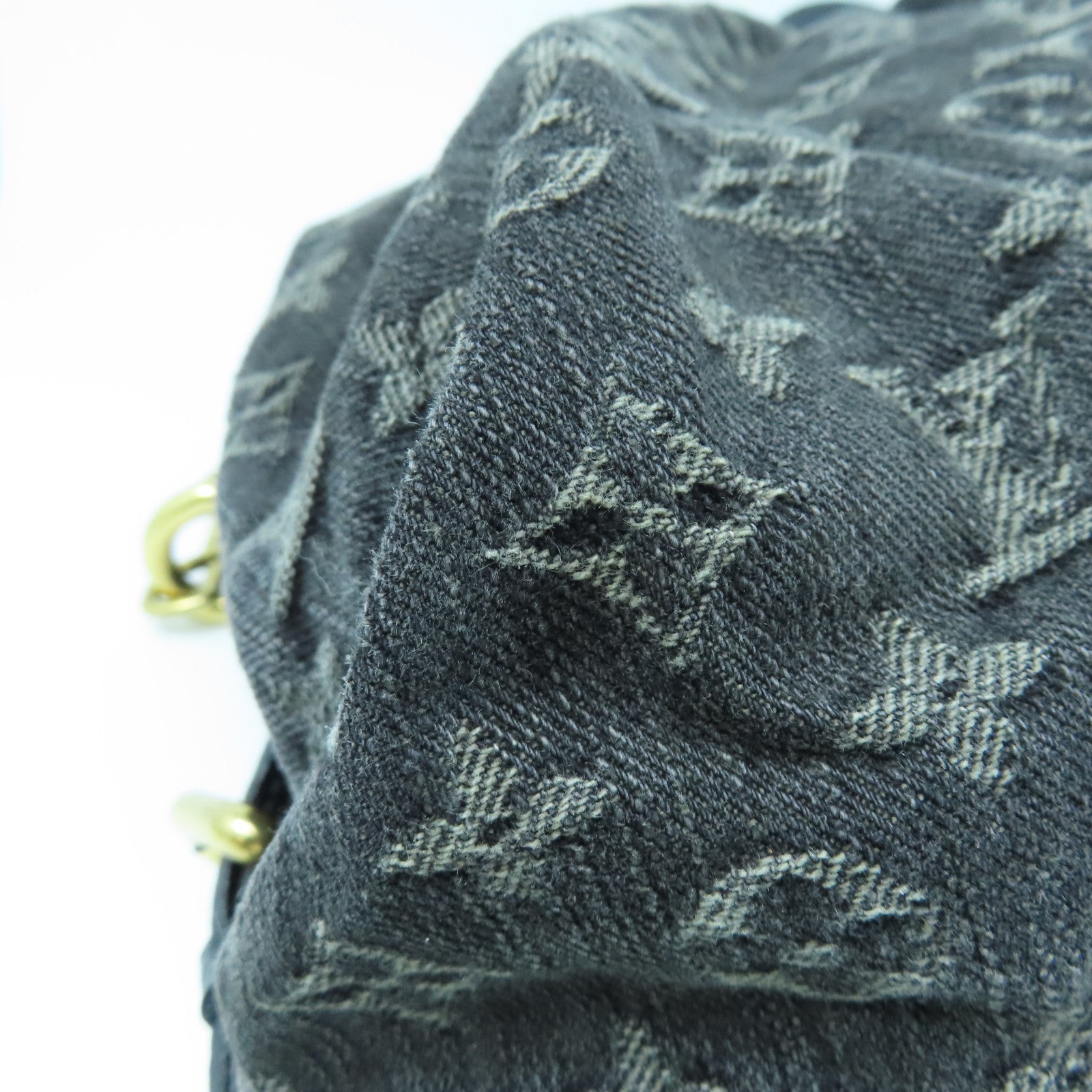LOUIS VUITTON Monogram Denim Neo Cabby GM金扣手挽肩背兩用袋黑色