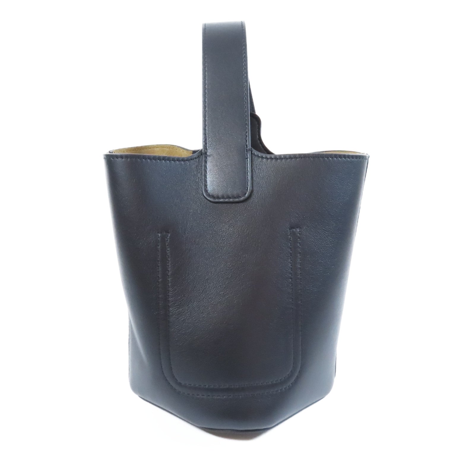 LOEWE 牛皮皮革Mini Pebble Bucket bag金扣手挽肩背兩用袋黑色