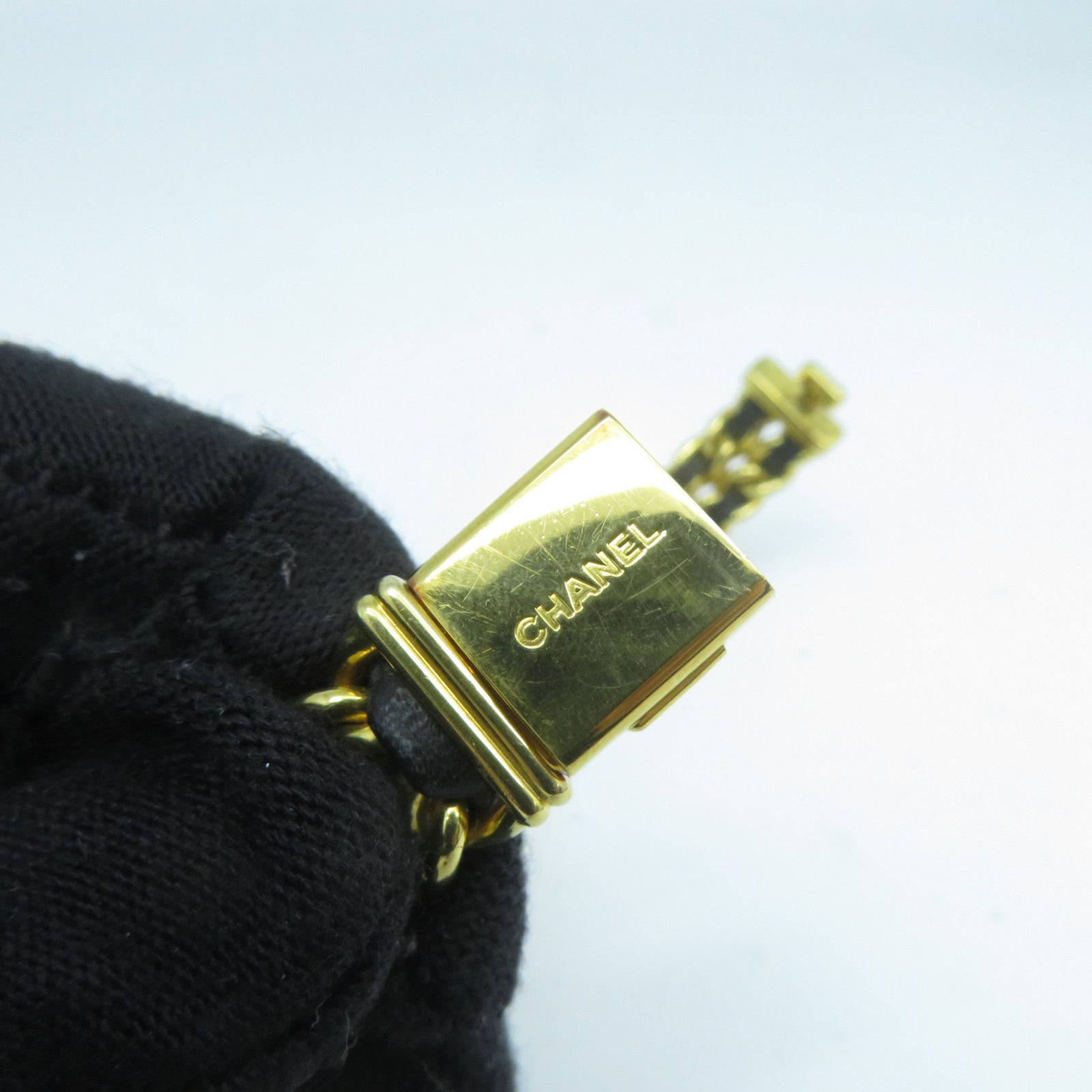CHANEL Premiere M鍍金石英機芯手錶黑色/金色