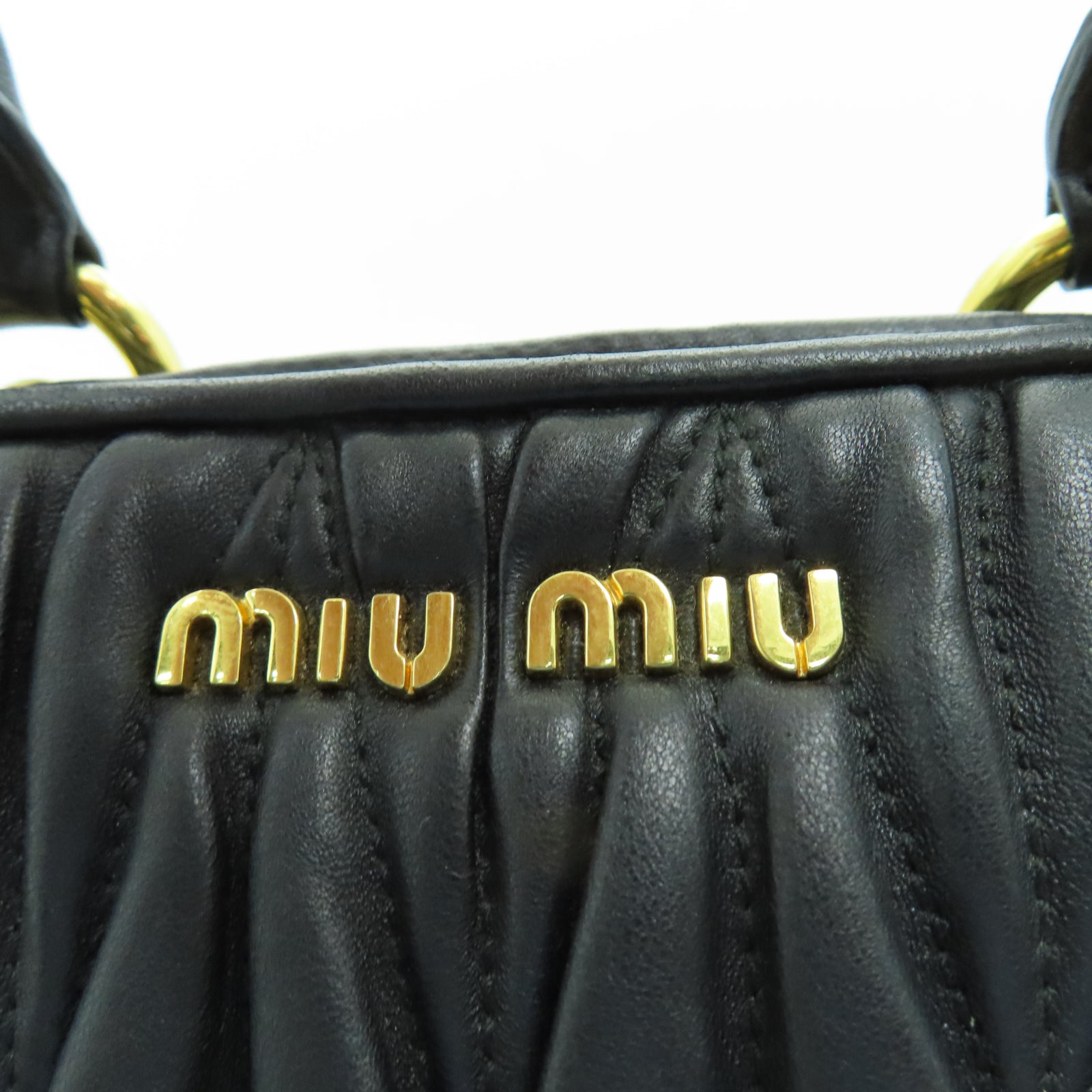 Miu Miu 羊皮皮革2 Way Shoulder金扣手挽肩背兩用袋黑色