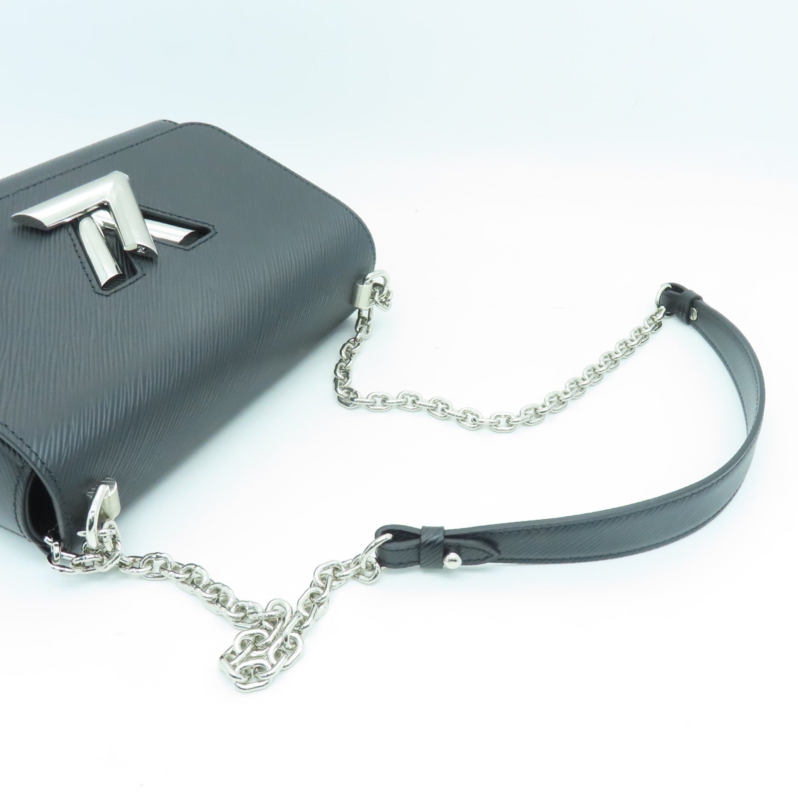 LOUIS VUITTON Epi Twist MM銀扣鏈帶肩背袋黑色