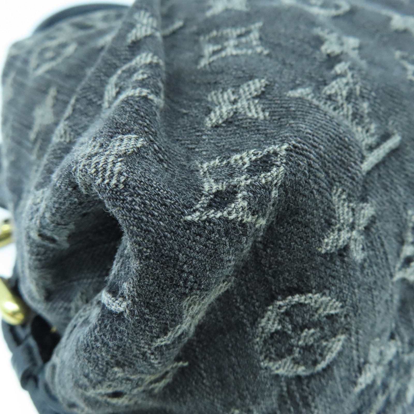 LOUIS VUITTON Monogram Denim Neo Cabby GM金扣手挽肩背兩用袋黑色