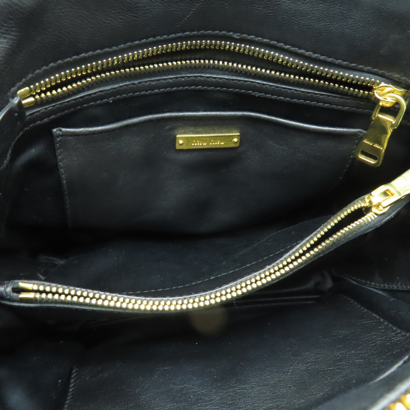 Miu Miu 羊皮皮革2 Way Shoulder金扣手挽肩背兩用袋黑色