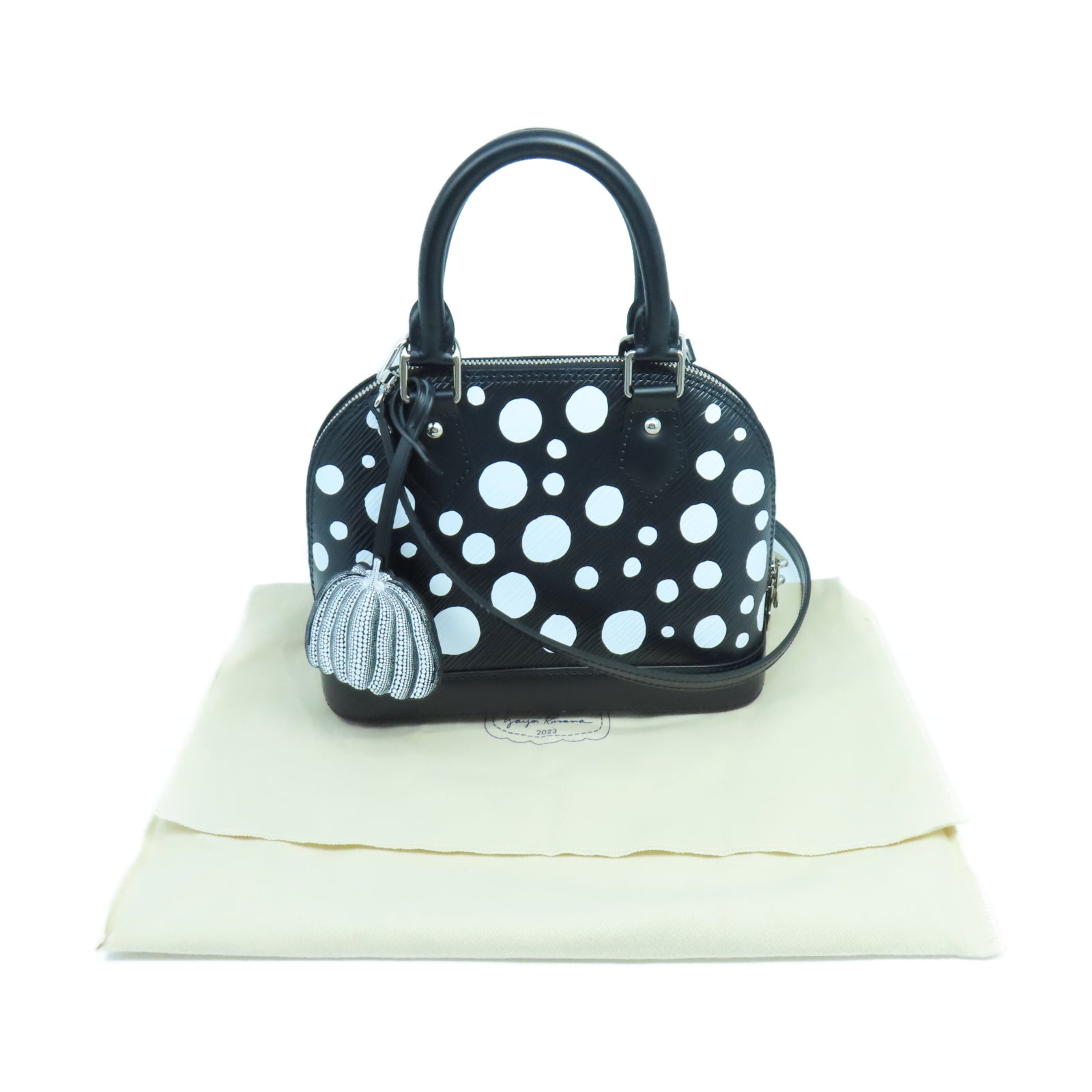 LOUIS VUITTON Epi皮革YK Alma BB銀扣手挽肩背兩用袋黑色/白色