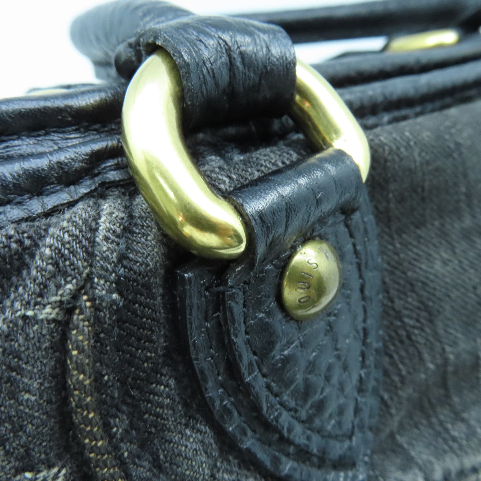 LOUIS VUITTON Monogram Denim Neo Cabby GM金扣手挽肩背兩用袋黑色