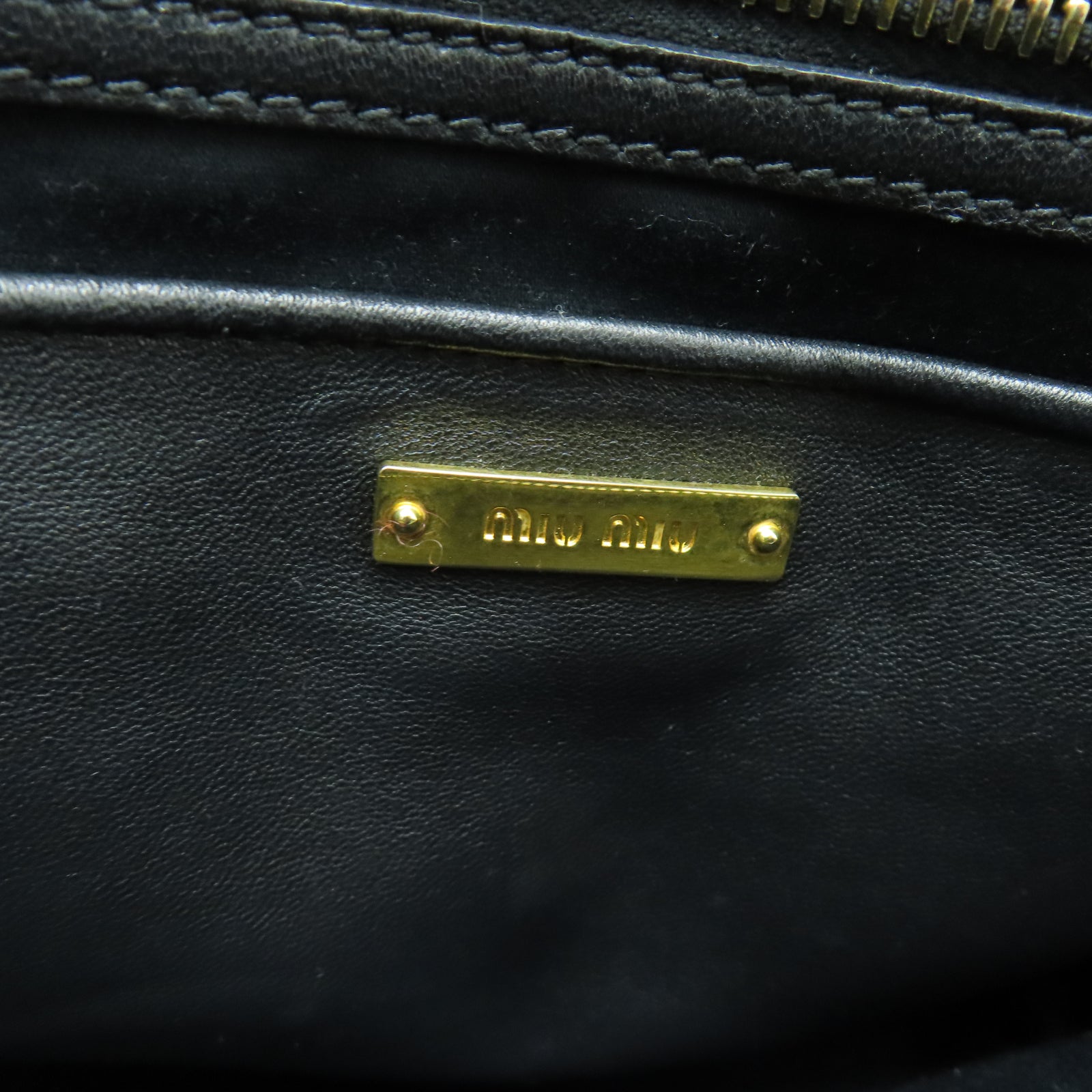Miu Miu 羊皮皮革2 Way Shoulder金扣手挽肩背兩用袋黑色
