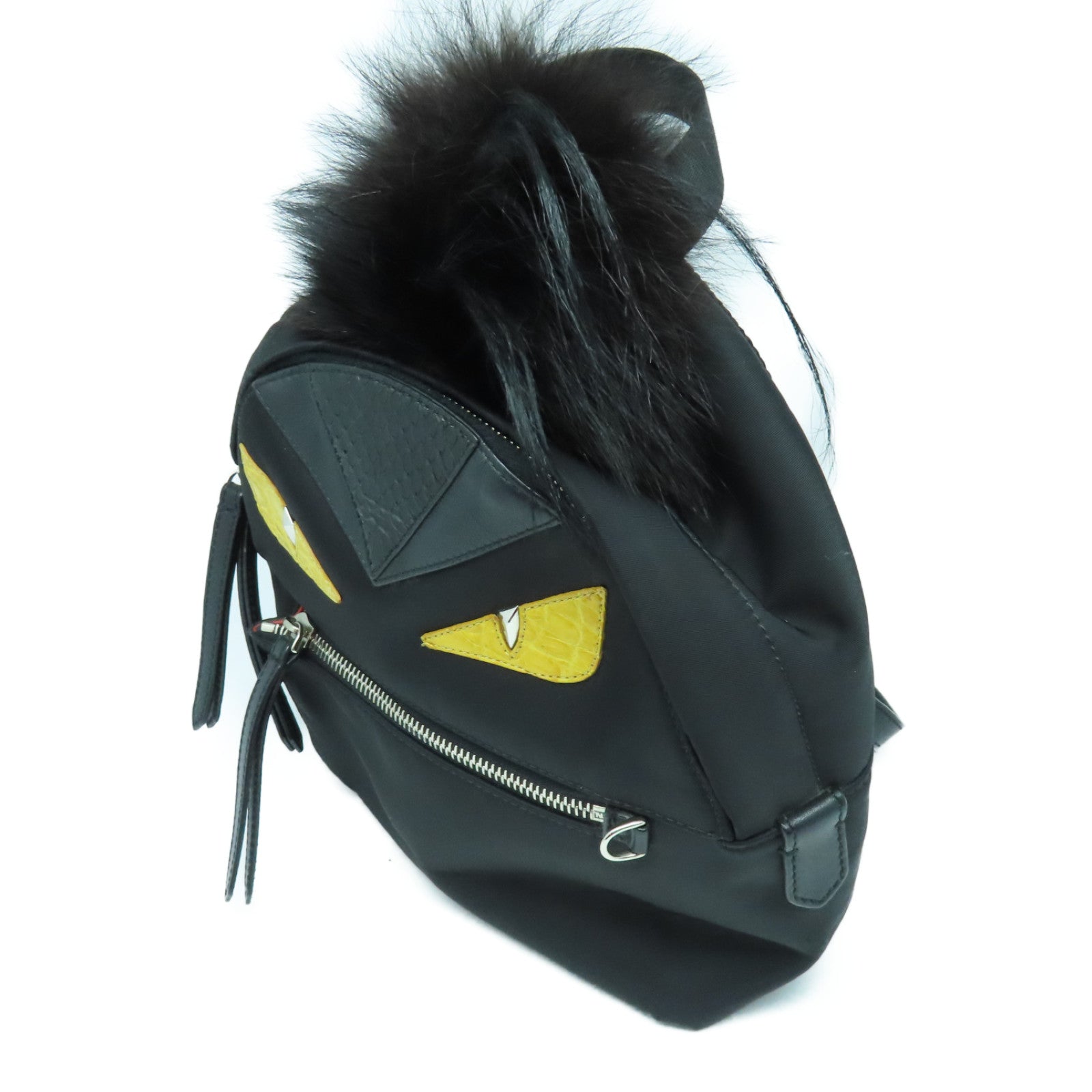 FENDI 尼龍Backpack銀扣背包黑色