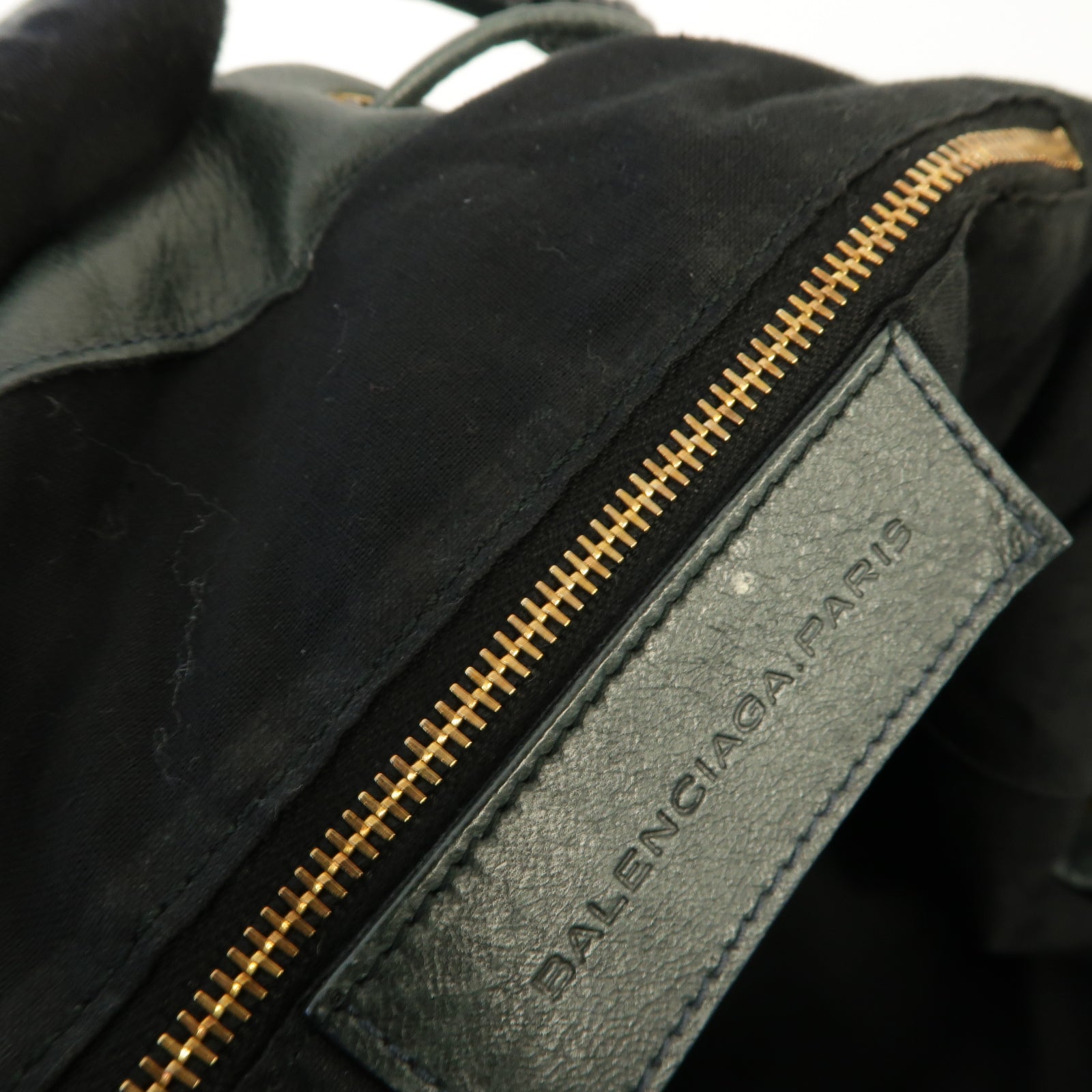 BALENCIAGA 皮革Giant Pom Pom金扣手挽肩背兩用袋深綠色