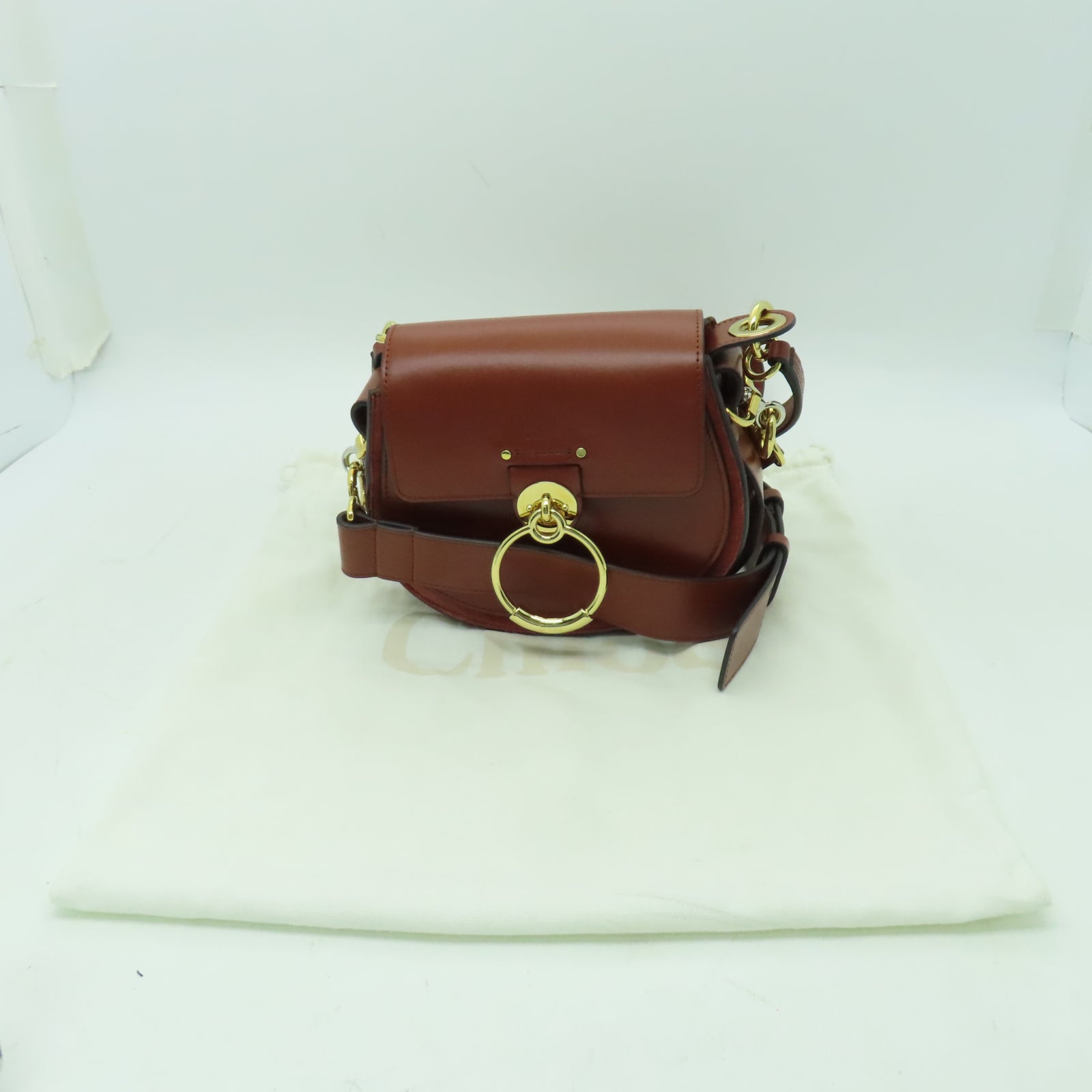 Chloe 牛皮皮革2 Way Shoulder金扣手挽肩背兩用袋棕色
