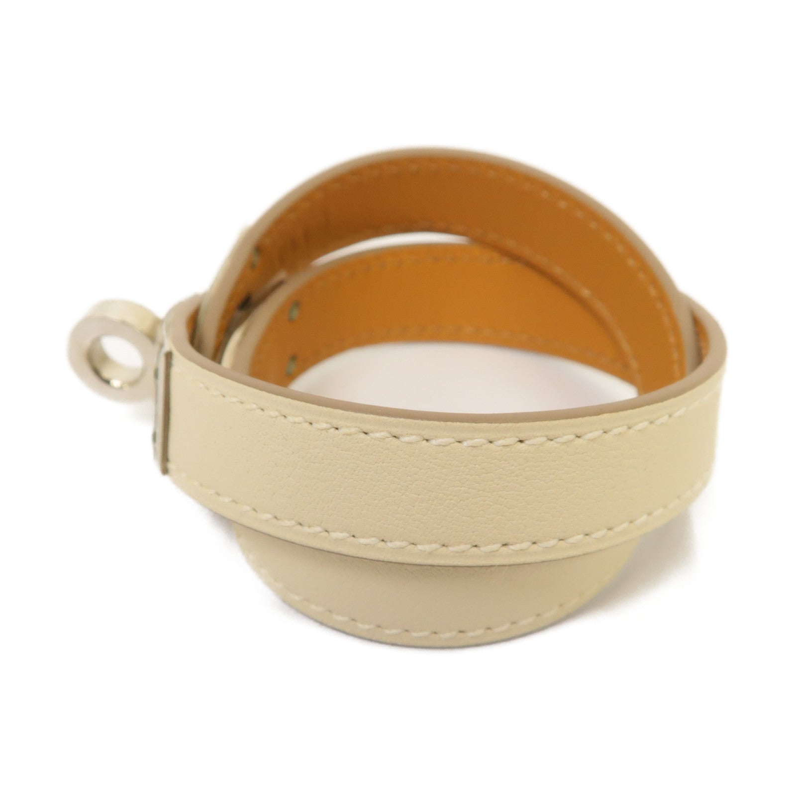 HERMES Swift皮革Kelly Double Tour銀扣手鐲米色