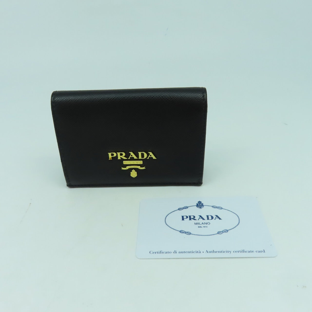 PRADA 牛皮皮革Card Case金扣卡片套黑色
