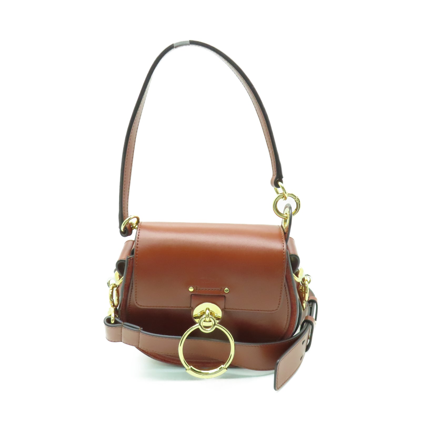 Chloe 牛皮皮革2 Way Shoulder金扣手挽肩背兩用袋棕色